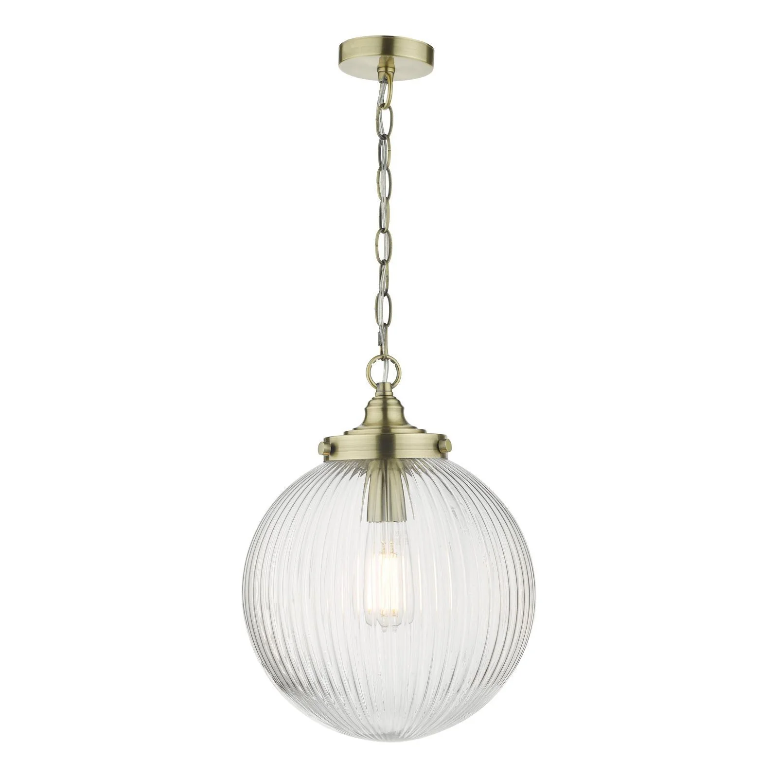 Tamara 1Lt Pendant Satin Nickel & Ribbed Glass/Antique Brass - Image 2