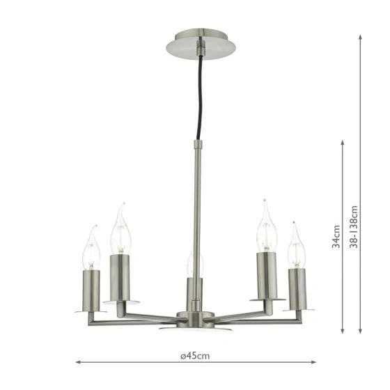 Tyler 5/8Lt Light Fitting - Satin Nickel/Bronze (Excludes Shades) - Image 4