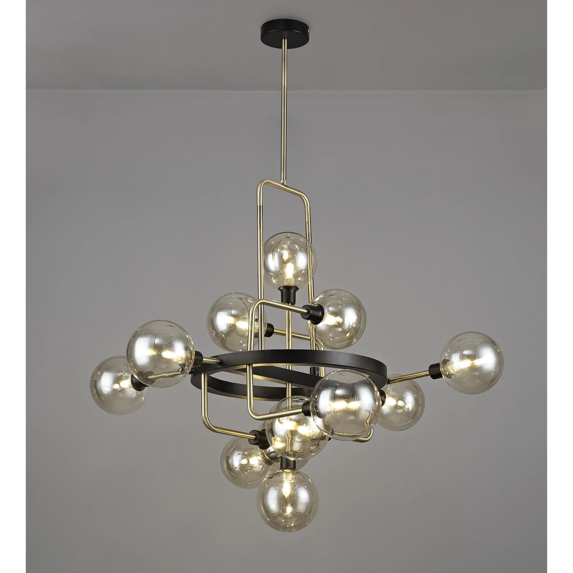 Darcy 12 Lt Matt Black/Antique Brass/Cognac Glass - Image 2