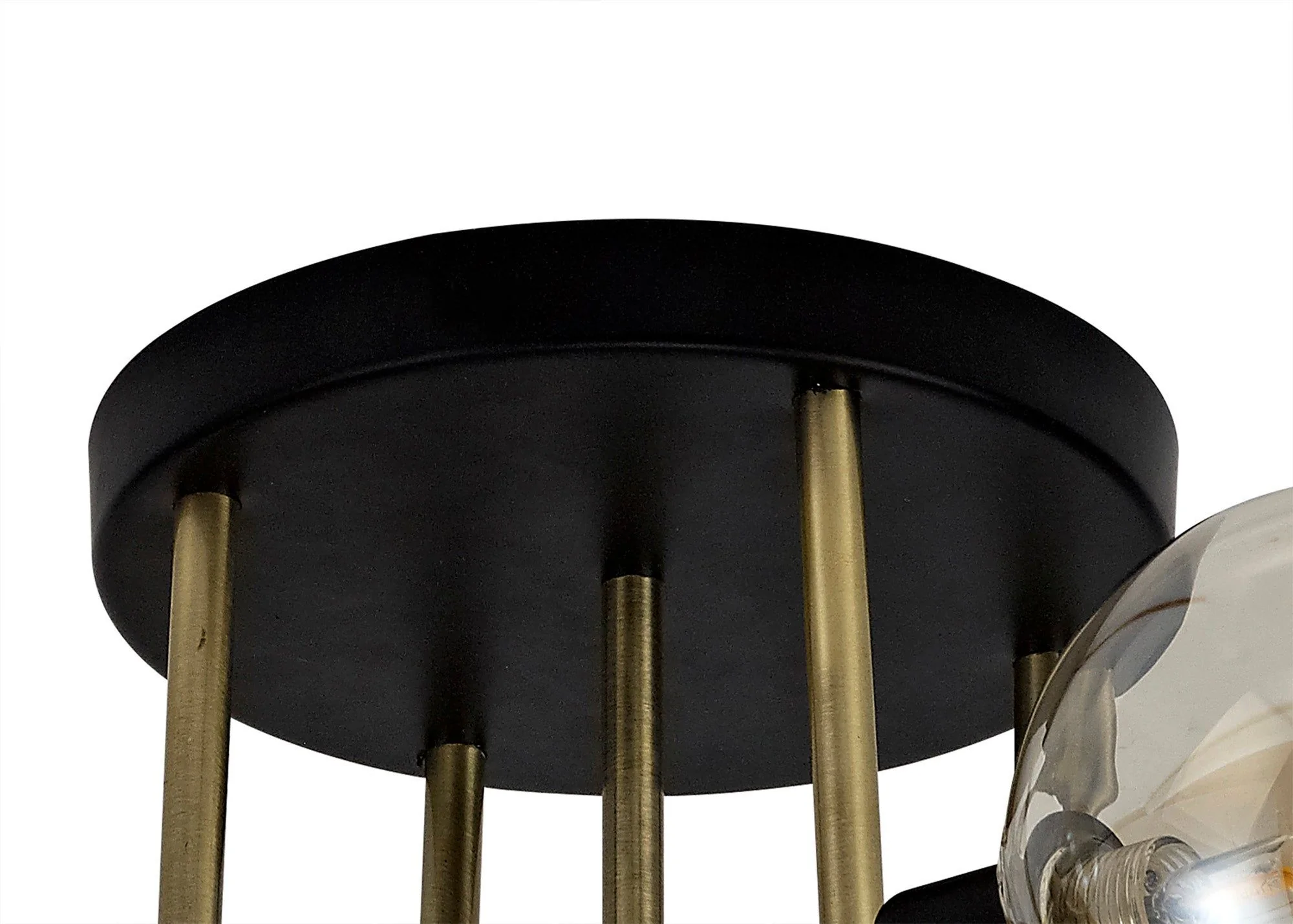 Darcy Semi-Flush Ceiling, 5/9 Light, Matt Black/Antique Brass/Cognac Glass - Image 10