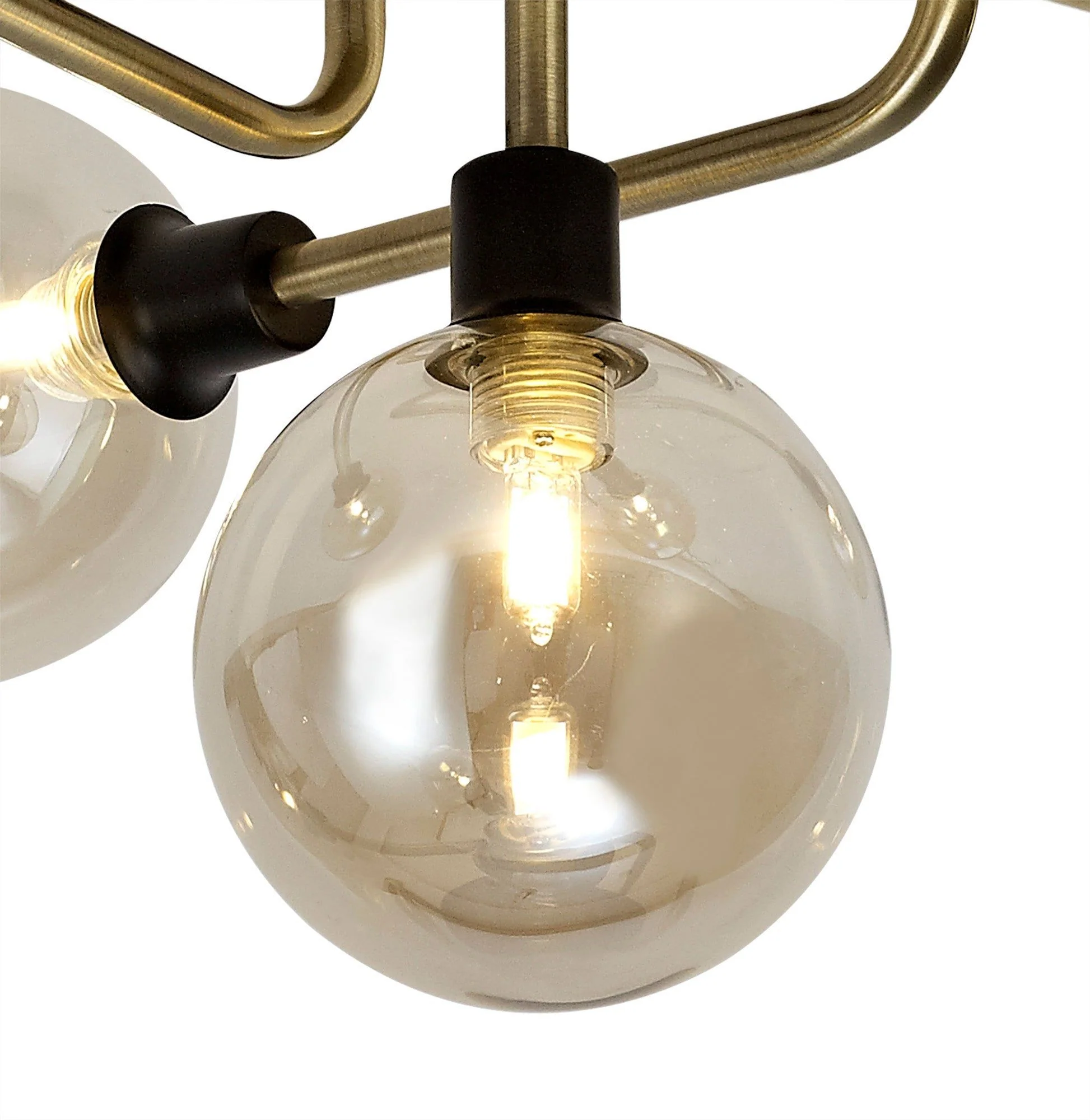 Darcy Semi-Flush Ceiling, 5/9 Light, Matt Black/Antique Brass/Cognac Glass - Image 9