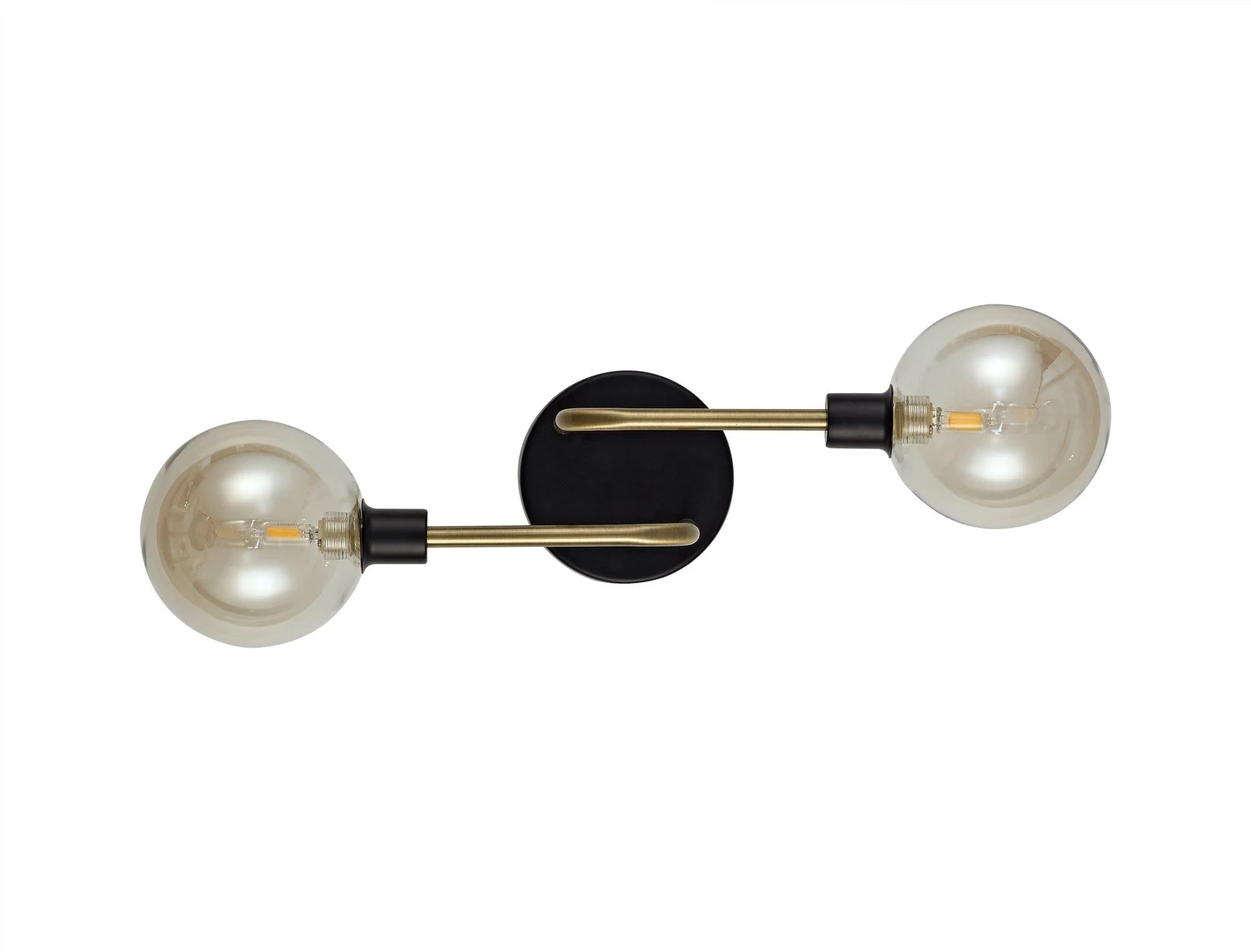 Darcy Wall Lamp, 2 Light G9, Matt Black/Antique Brass/Cognac Glass - Image 3
