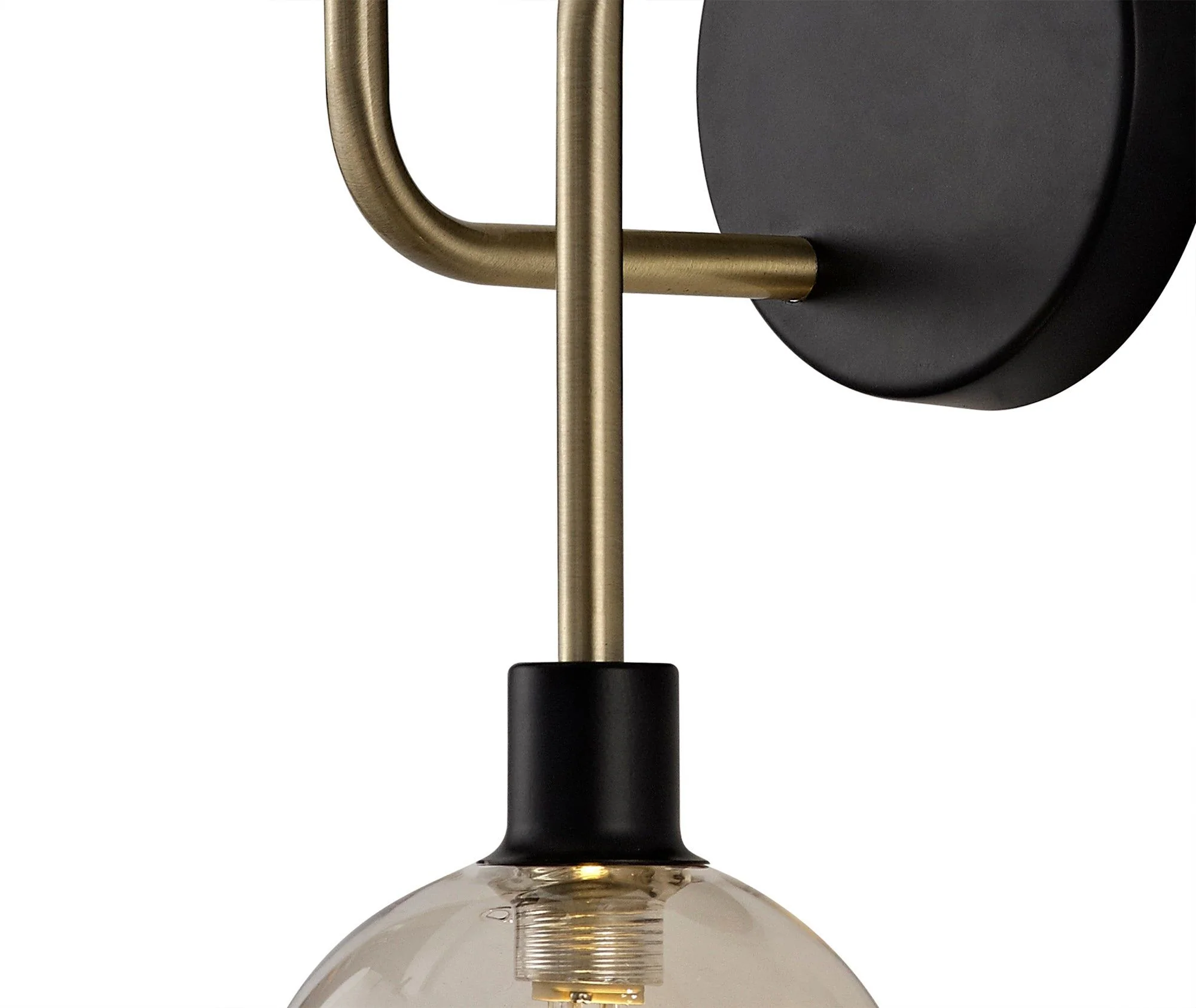 Darcy Wall Lamp, 2 Light G9, Matt Black/Antique Brass/Cognac Glass - Image 6