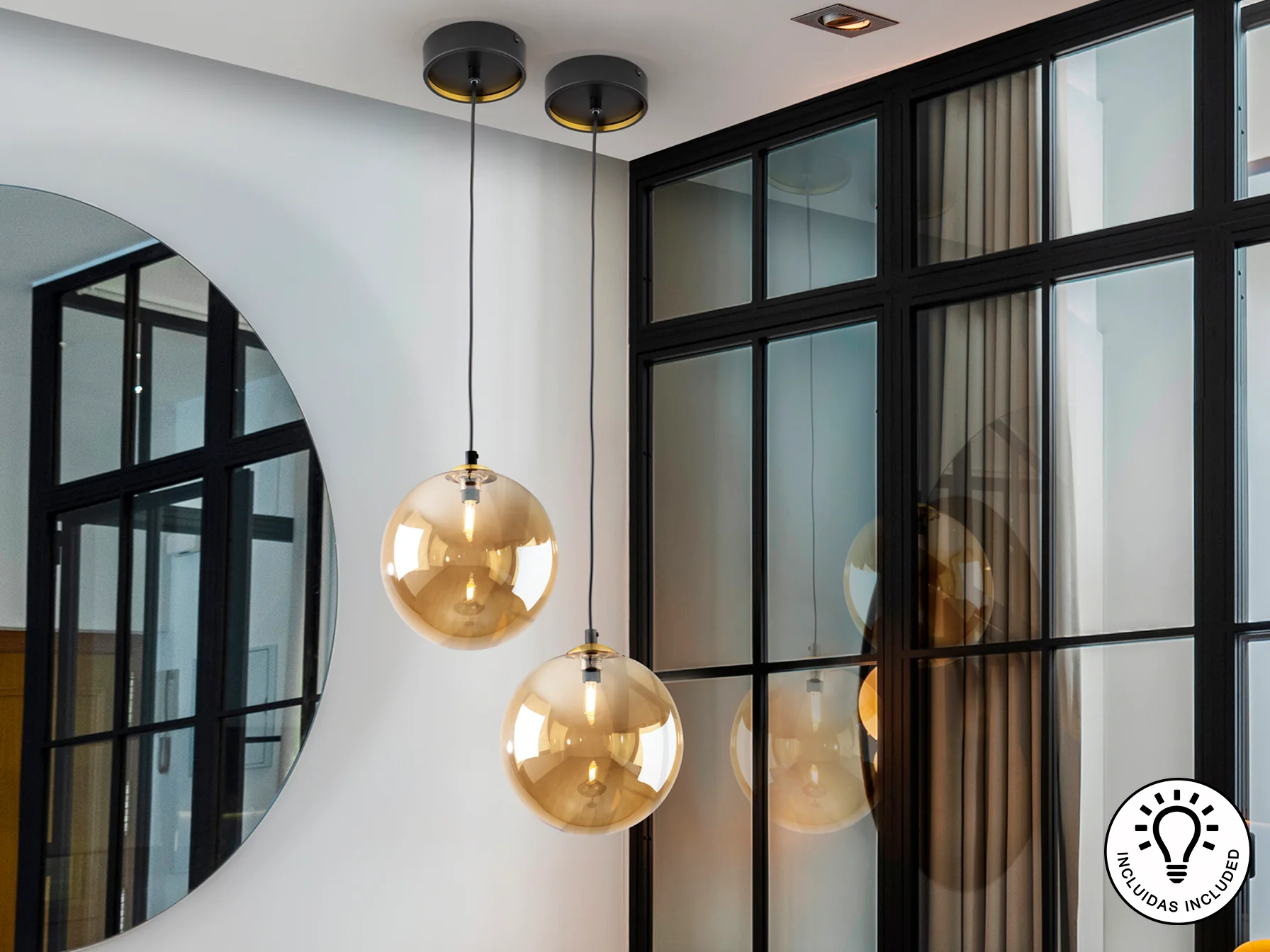 Dark Single Pendant - Black-Brass Finish - Image 5