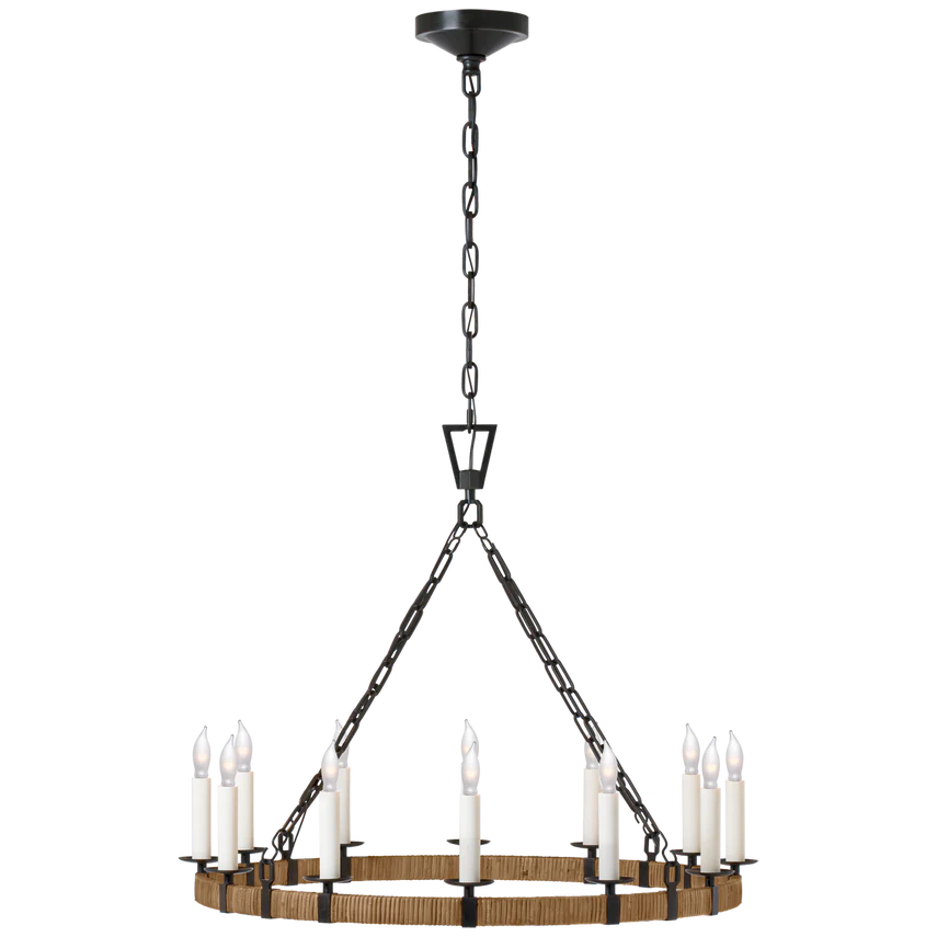 Darlana Rattan Wrapped Chandelier - Iron/Brass - Image 2
