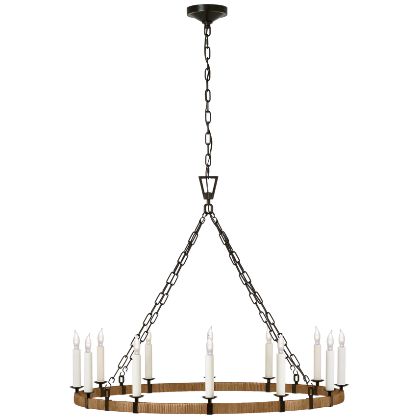 Darlana Rattan Wrapped Chandelier - Iron/Brass - Image 4