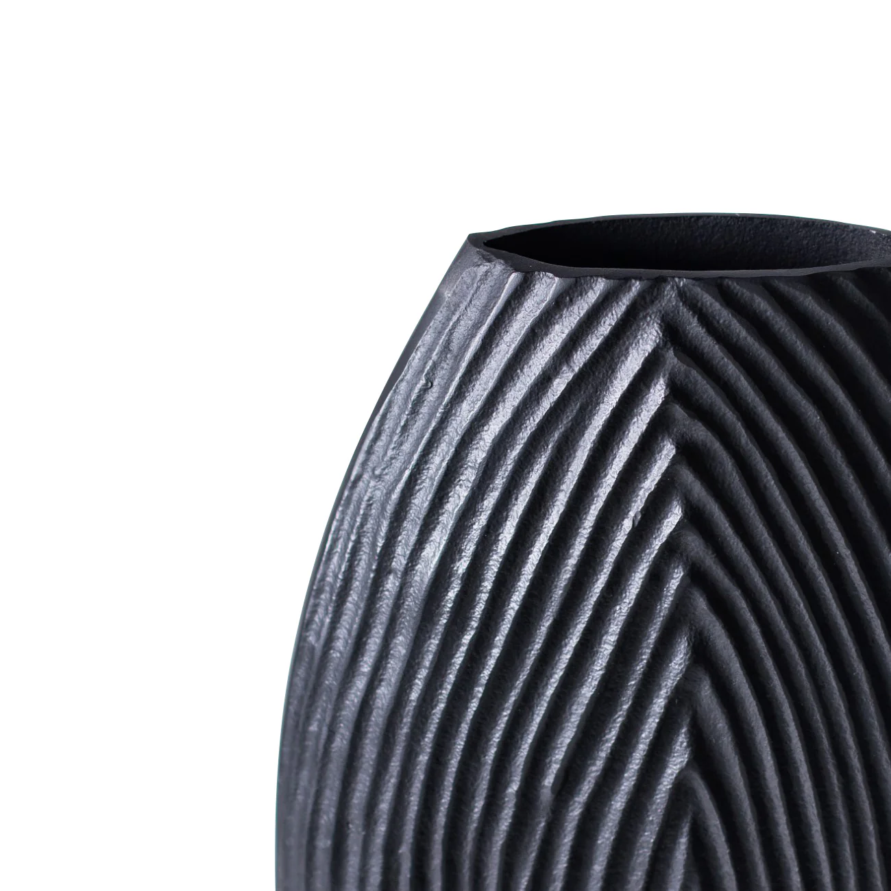 Darsa Ridged Black Vase - Image 2