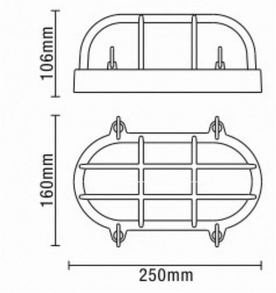 Davey Outdoor Caged Oval Bulkhead Wall Light- Silver/ Gold Finishes - Image 3