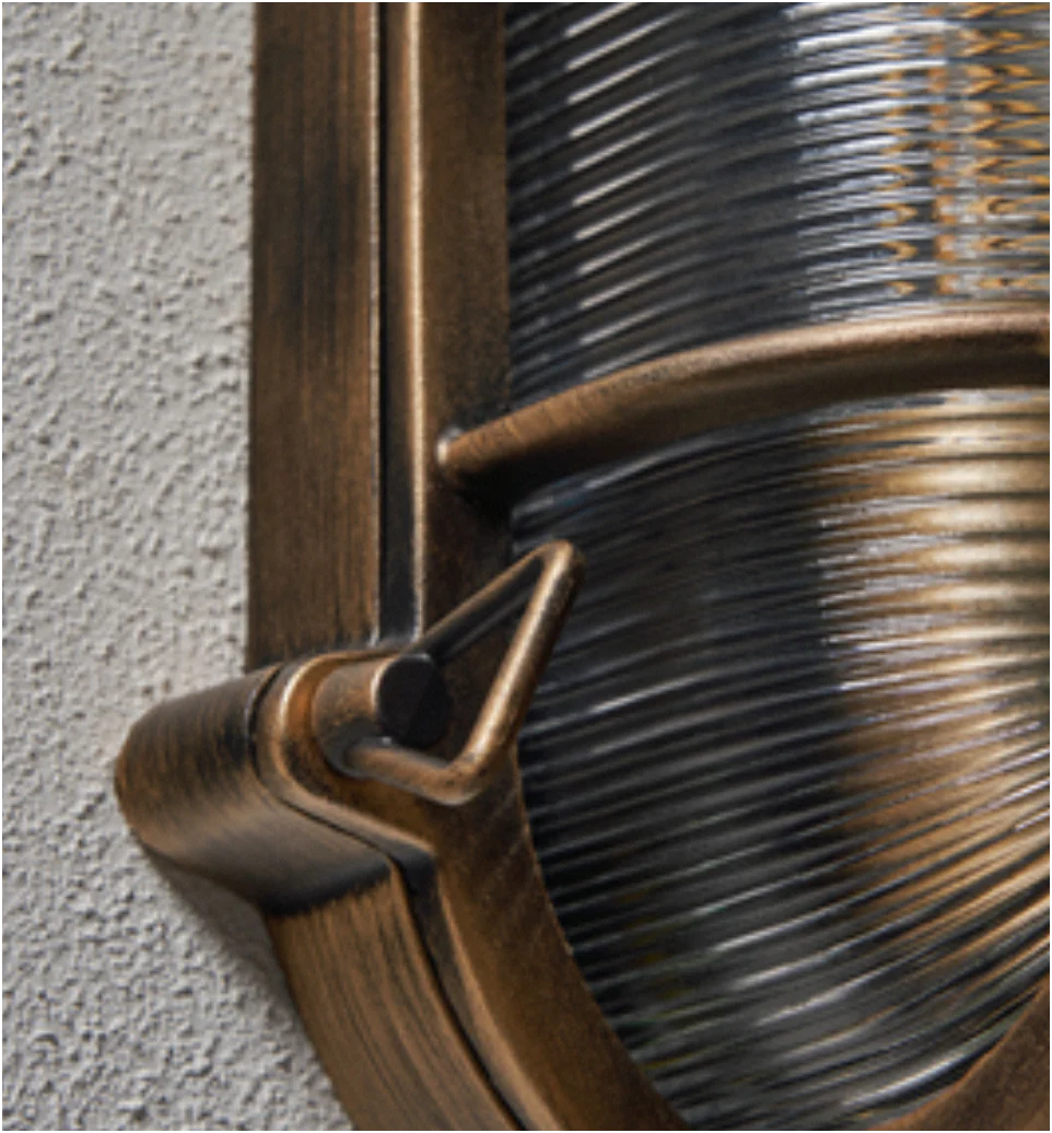 Davey Outdoor Caged Oval Bulkhead Wall Light- Silver/ Gold Finishes - Image 4