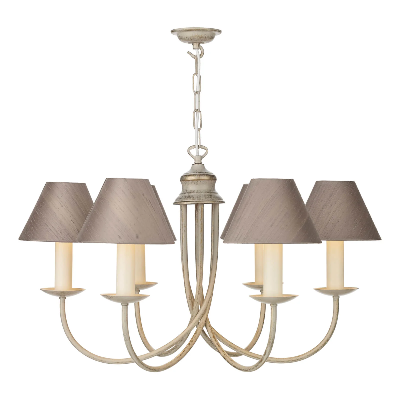 Bermuda 6 Light Multi-Arm Pendant Cream Gold/Aged Brass - Image 2