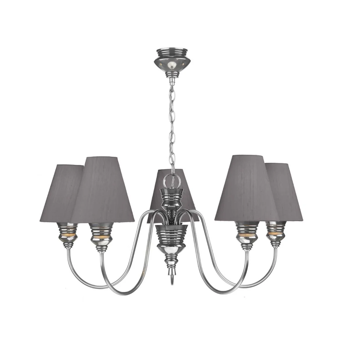 Doreen 5 Light Multi-Arm Pendant Pewter/Bespoke & Polished Pewter Complete With String Shades - Image 3
