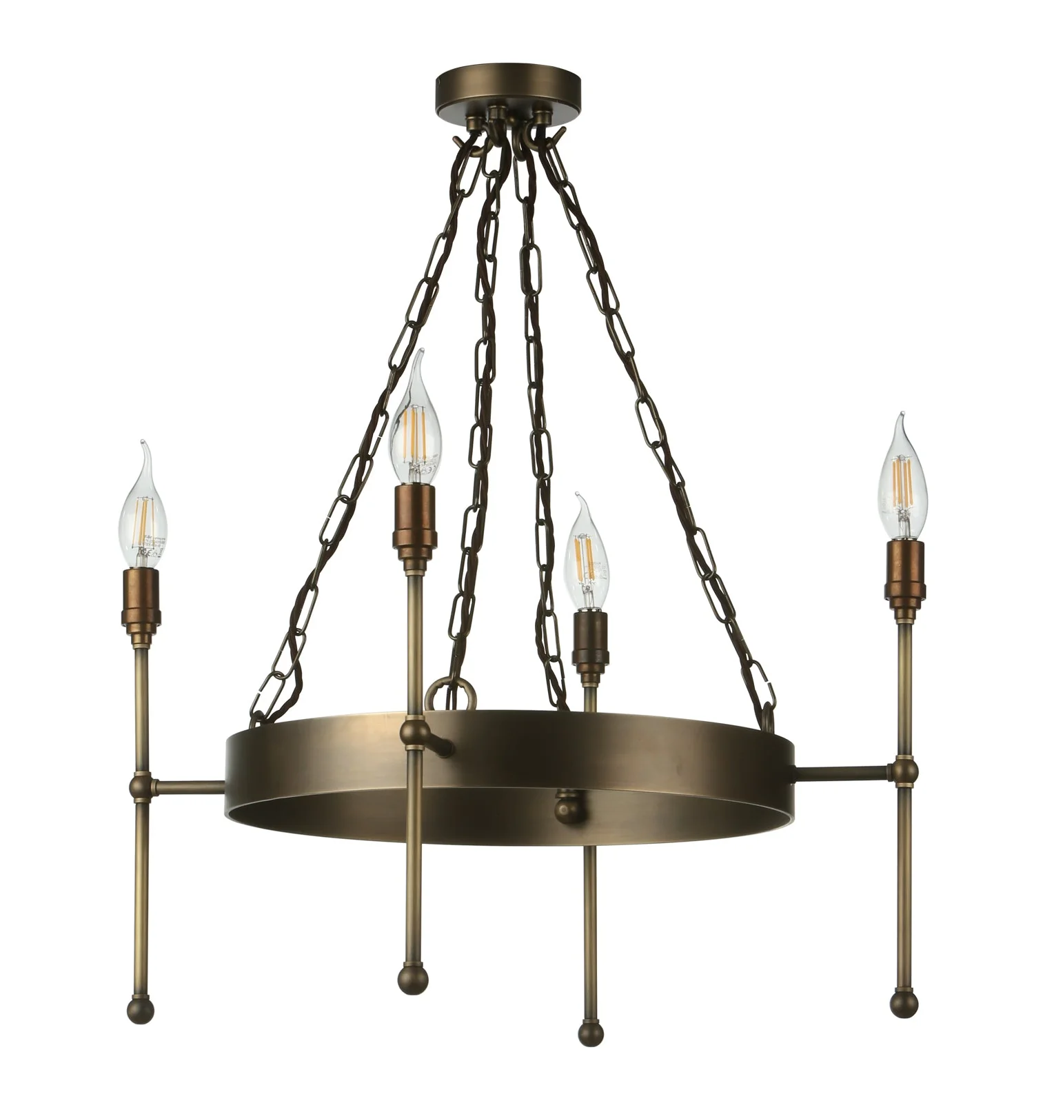 Durrell 4 Light Multi-Arm Pendant In Antique Brass Fitting Only - Image 3