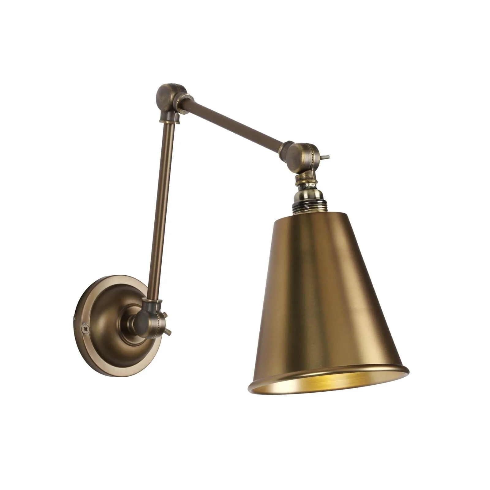 Hackney single wall light in polished chrome/antique brass - Finish - Image 2