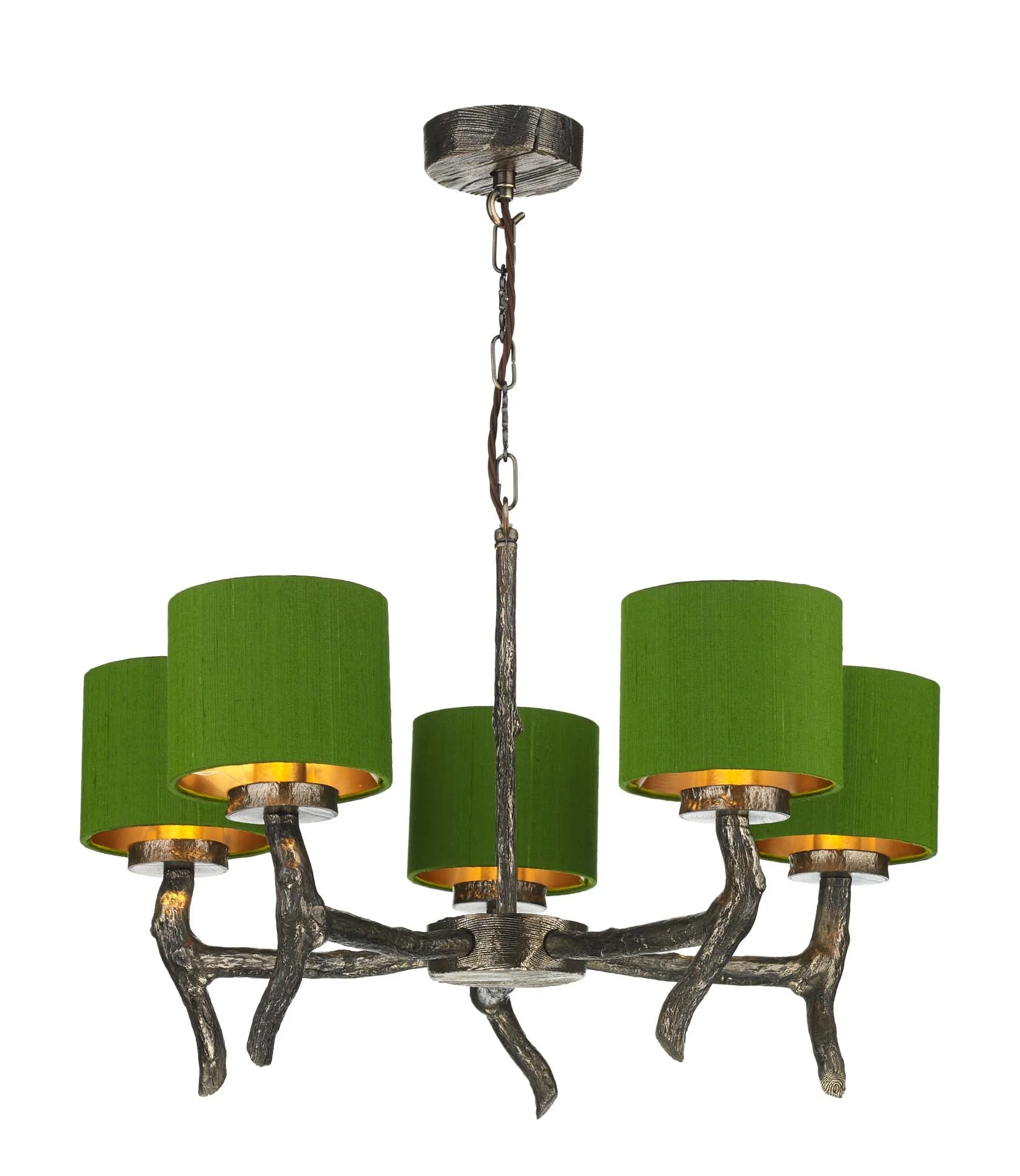 Joshua 5Lt Multi-Arm Pendant Silk Shade Bespoke Colour - Image 3