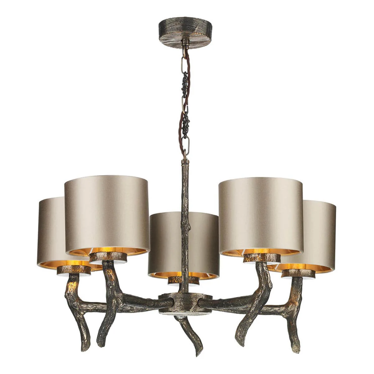 Joshua 5Lt Multi-Arm Pendant Silk Shade Bespoke Colour - Image 4