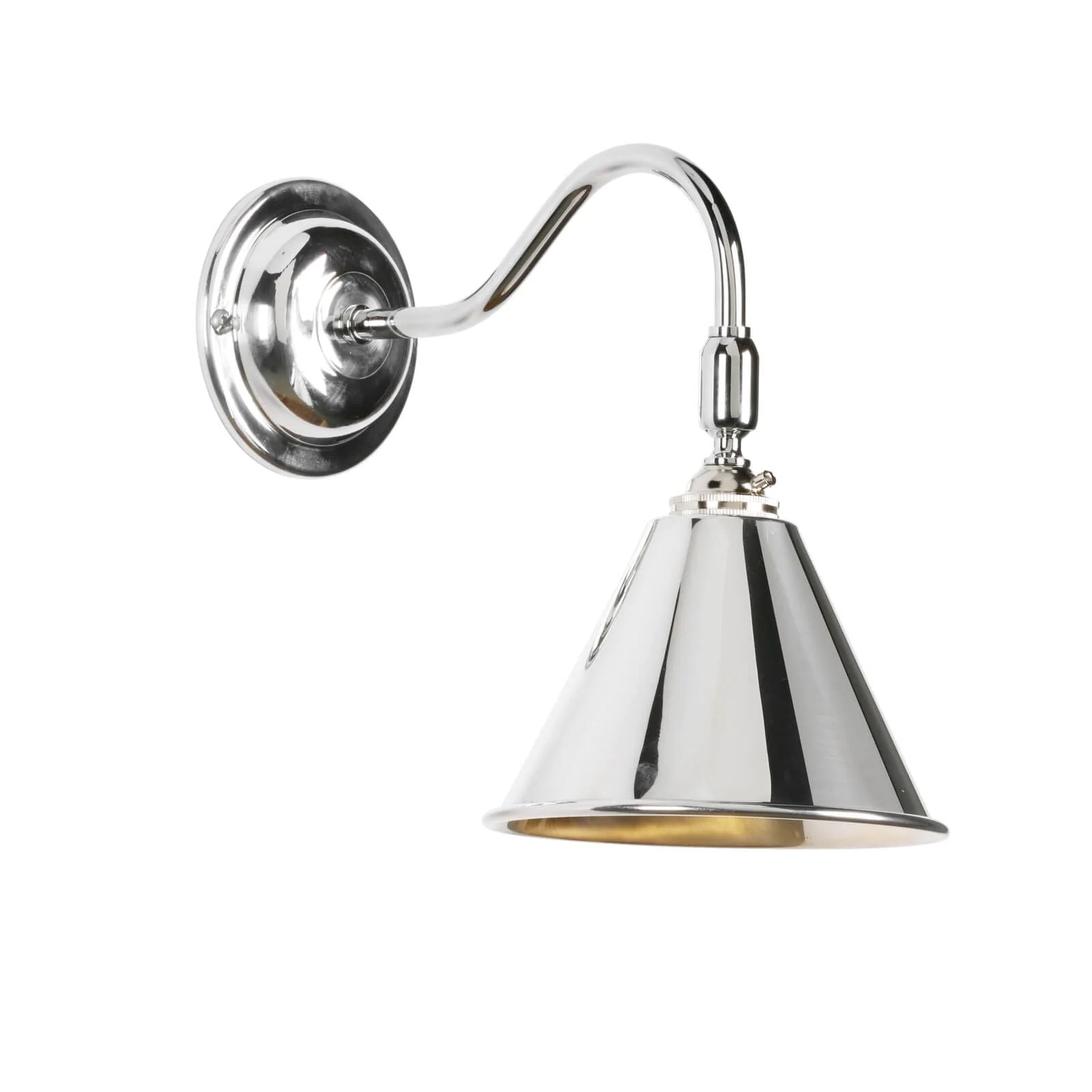 London single wall light with adjustable knuckle in butter brass/Polished Chrome/Antique Brass - Image 2