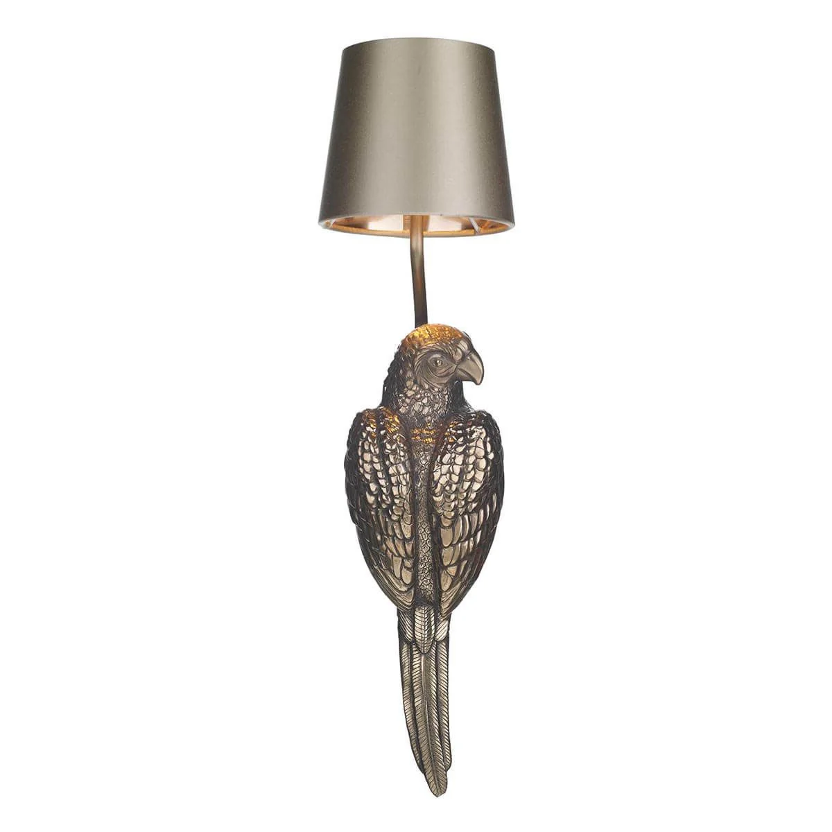 Parrot Single Wall Light in Bronze comes with bespoke shade, Left facing - Image 2