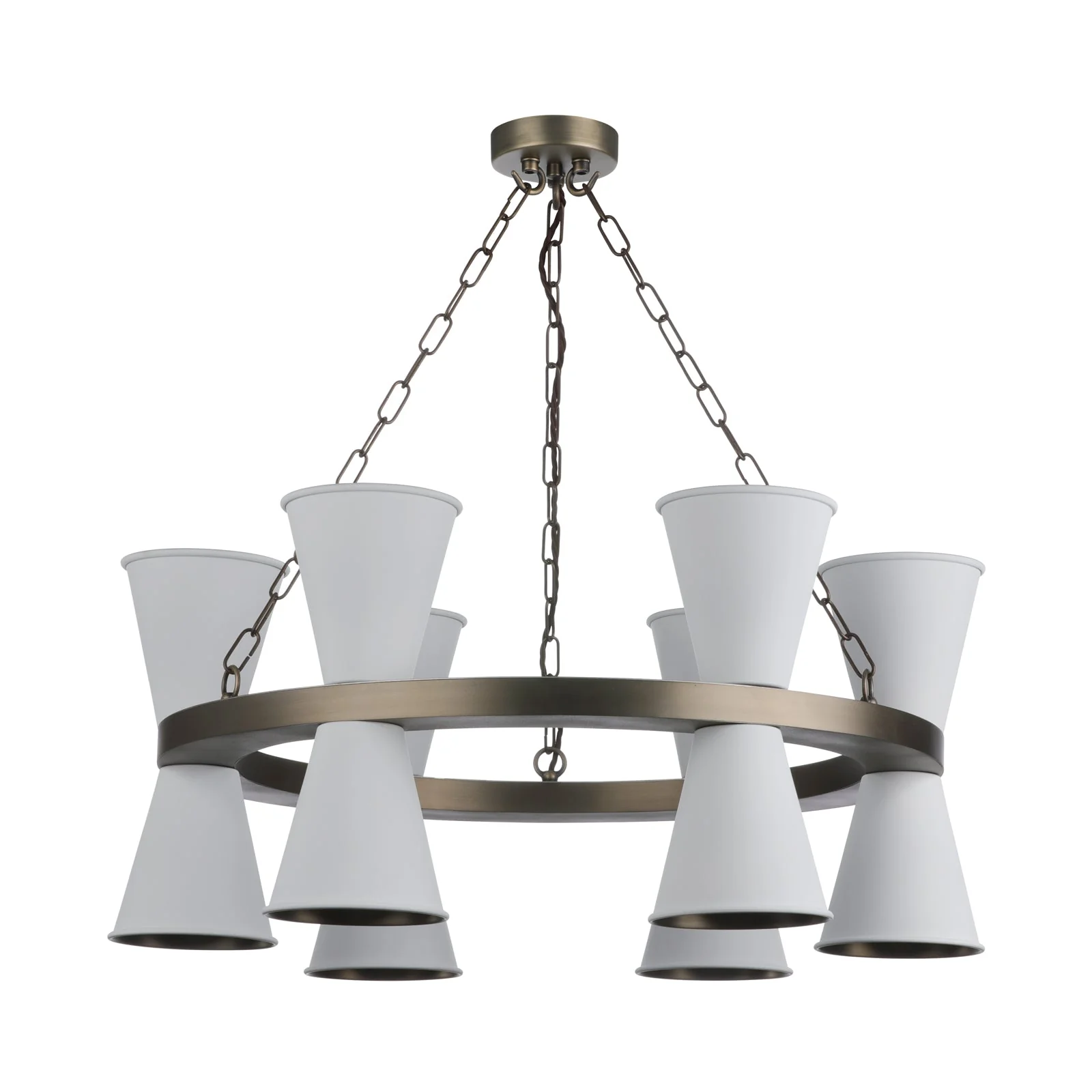 Putney 12 Light Multi-Arm Pendant In Antique Brass Comes With Bespoke Shades - Image 2
