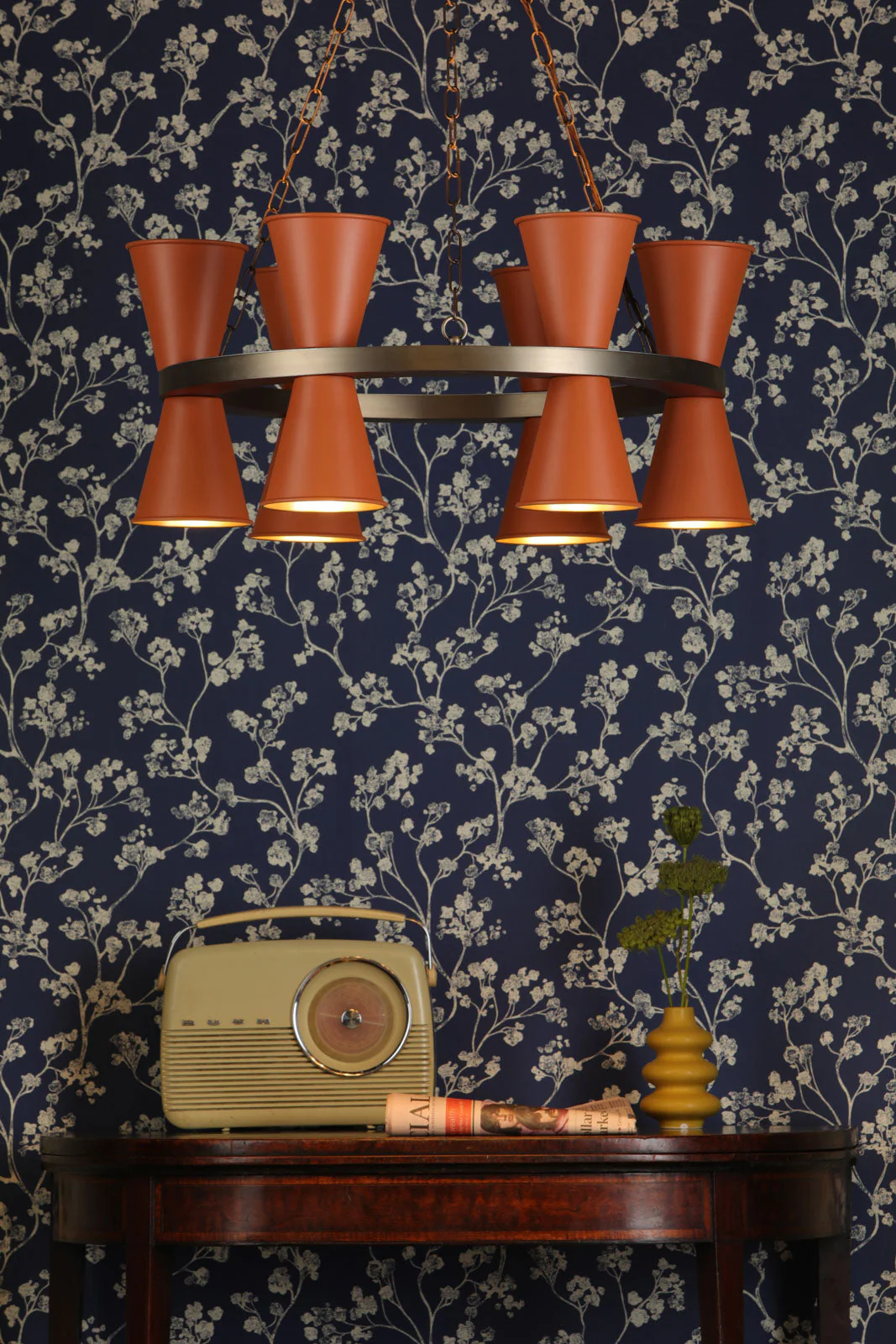 Putney 12 Light Multi-Arm Pendant In Antique Brass Comes With Bespoke Shades - Image 3