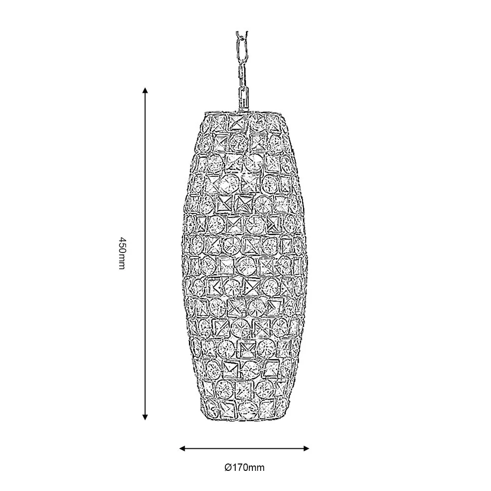 Davoli Oval Crystal Ceiling Light - Chrome Finish - Image 2
