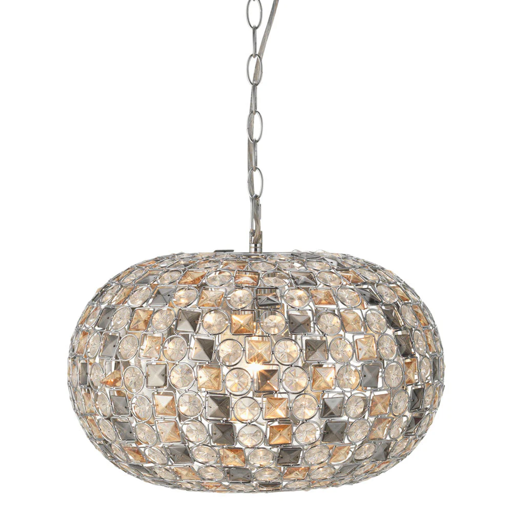 Davoli Oval Crystal Ceiling Light - Chrome Finish - Image 3