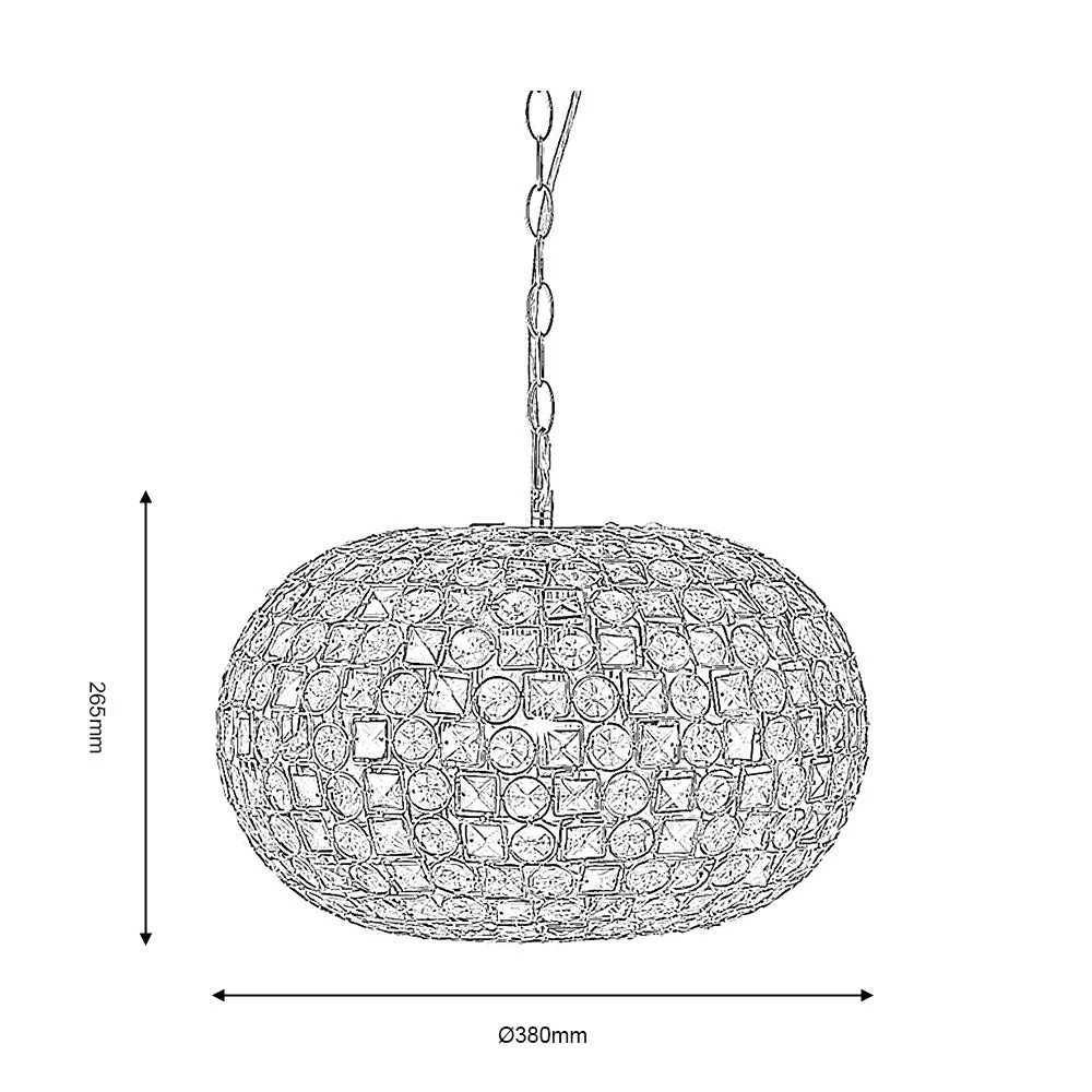 Davoli Oval Crystal Ceiling Light - Chrome Finish - Image 4