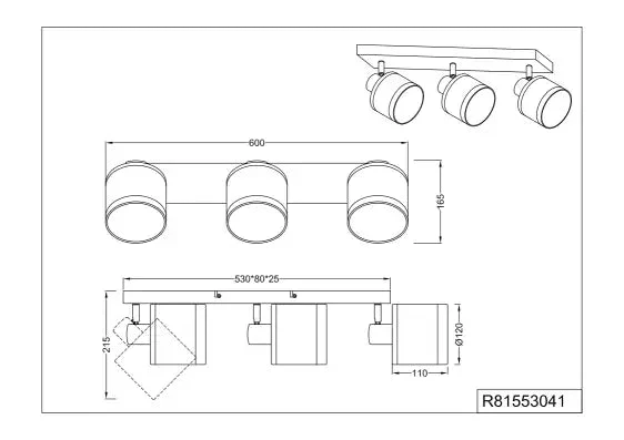 Davos 2/3Lt Bar Spotlight - Chrome/Black - Image 10