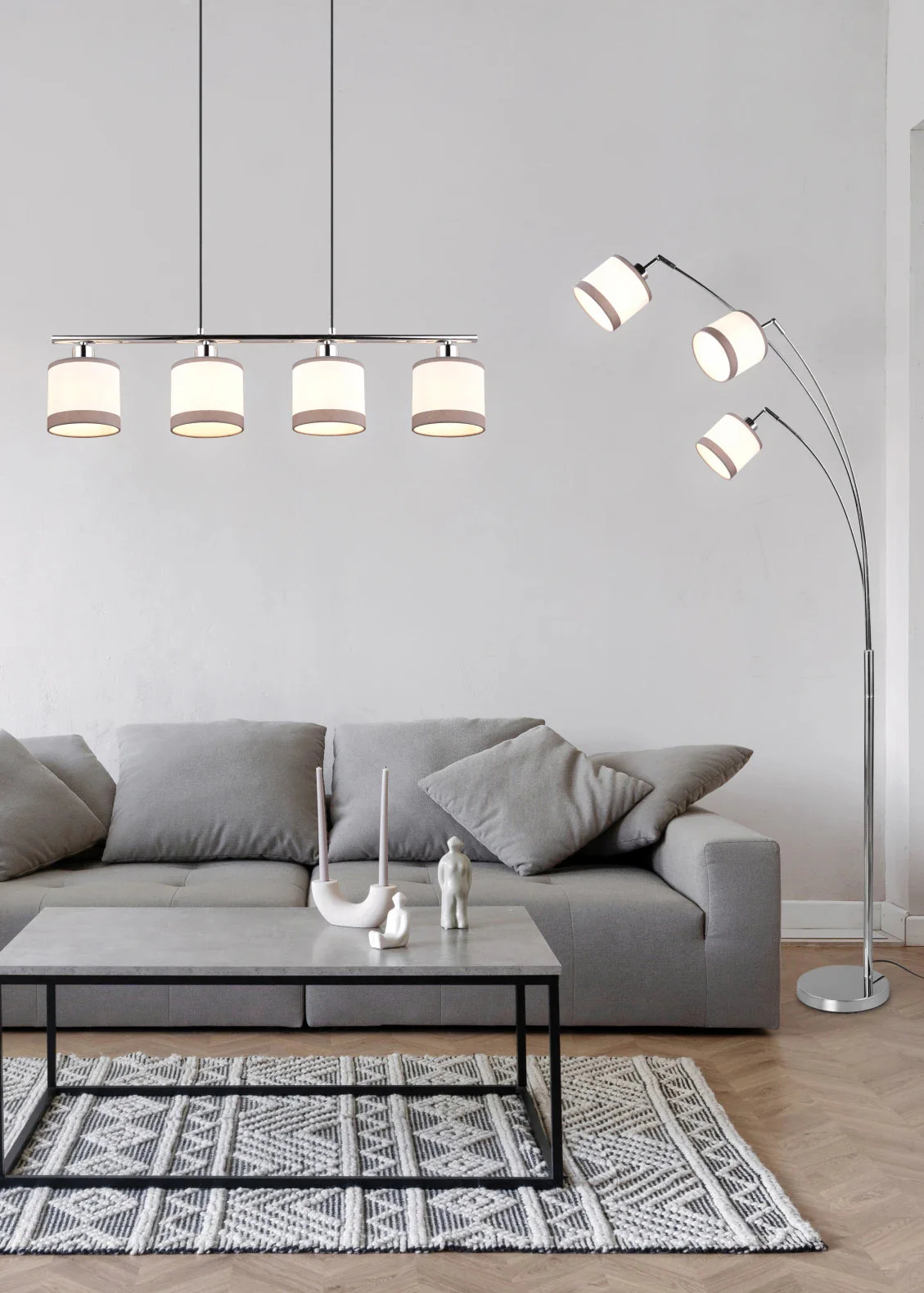 Davos Modern Floor Lamp - Chrome/Black - Image 3