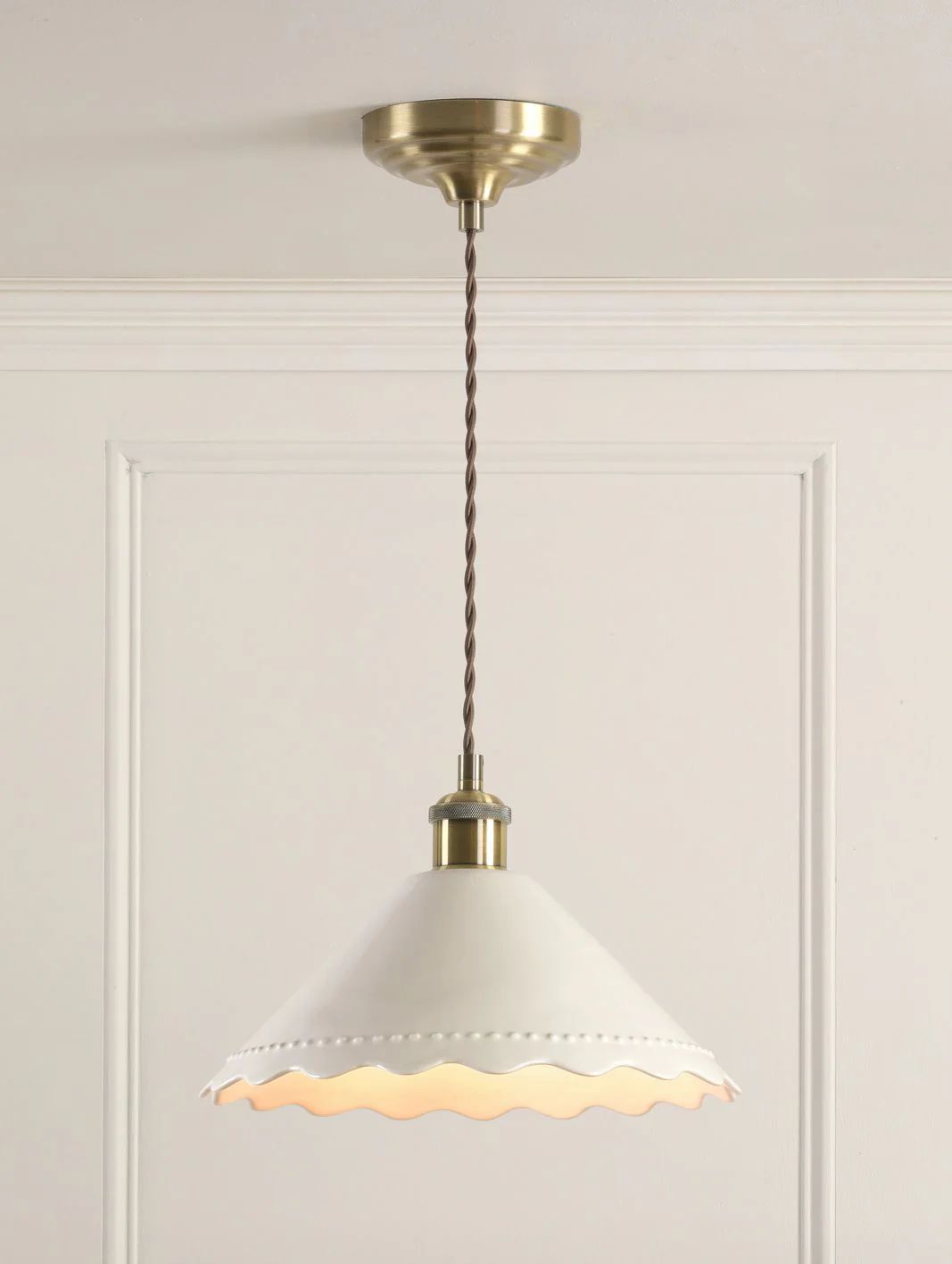 Daws Pendant White Ceramic and Antique Brass - Image 2