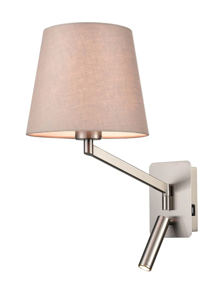 Daxton Reading Swing Arm Bracket with USB LED+E27 
Satin Nickel Various Shades - Image 6