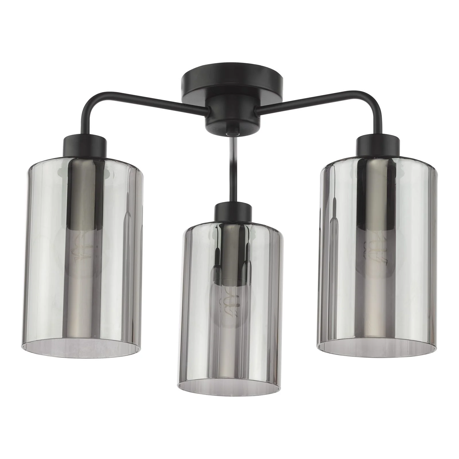 Daylin Semi-Flush 3 Light - Satin Black/ Satin Gold w Ribbed Glass - Image 2