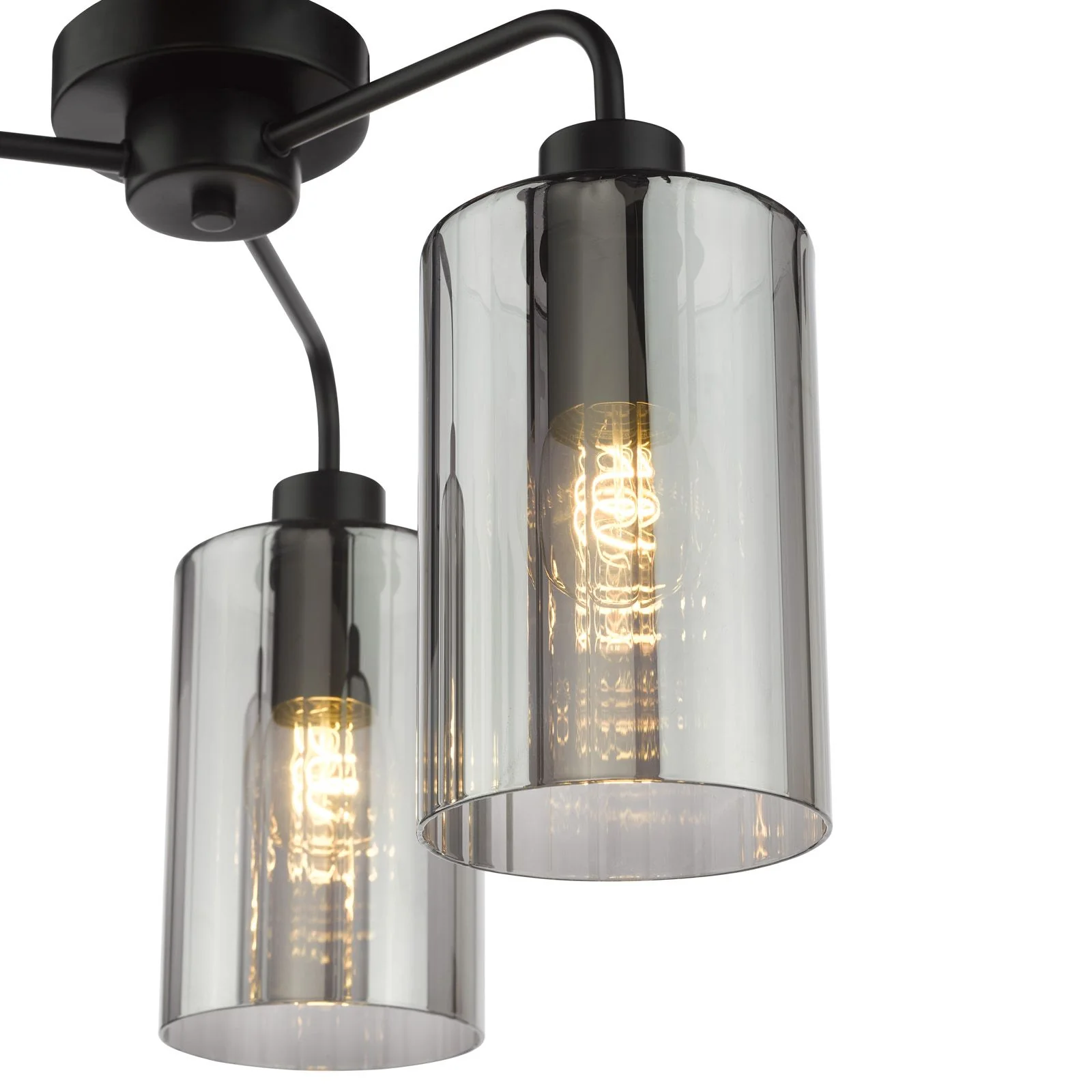 Daylin Semi-Flush 3 Light - Satin Black/ Satin Gold w Ribbed Glass - Image 3