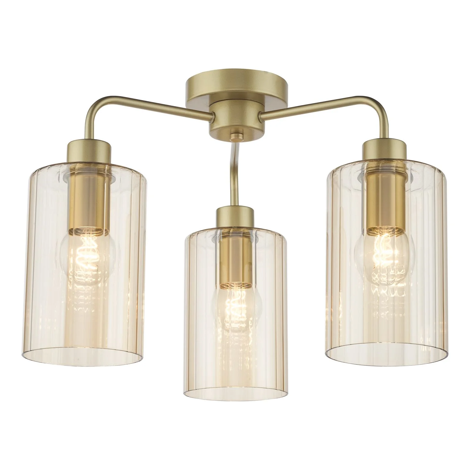 Daylin Semi-Flush 3 Light - Satin Black/ Satin Gold w Ribbed Glass - Image 5