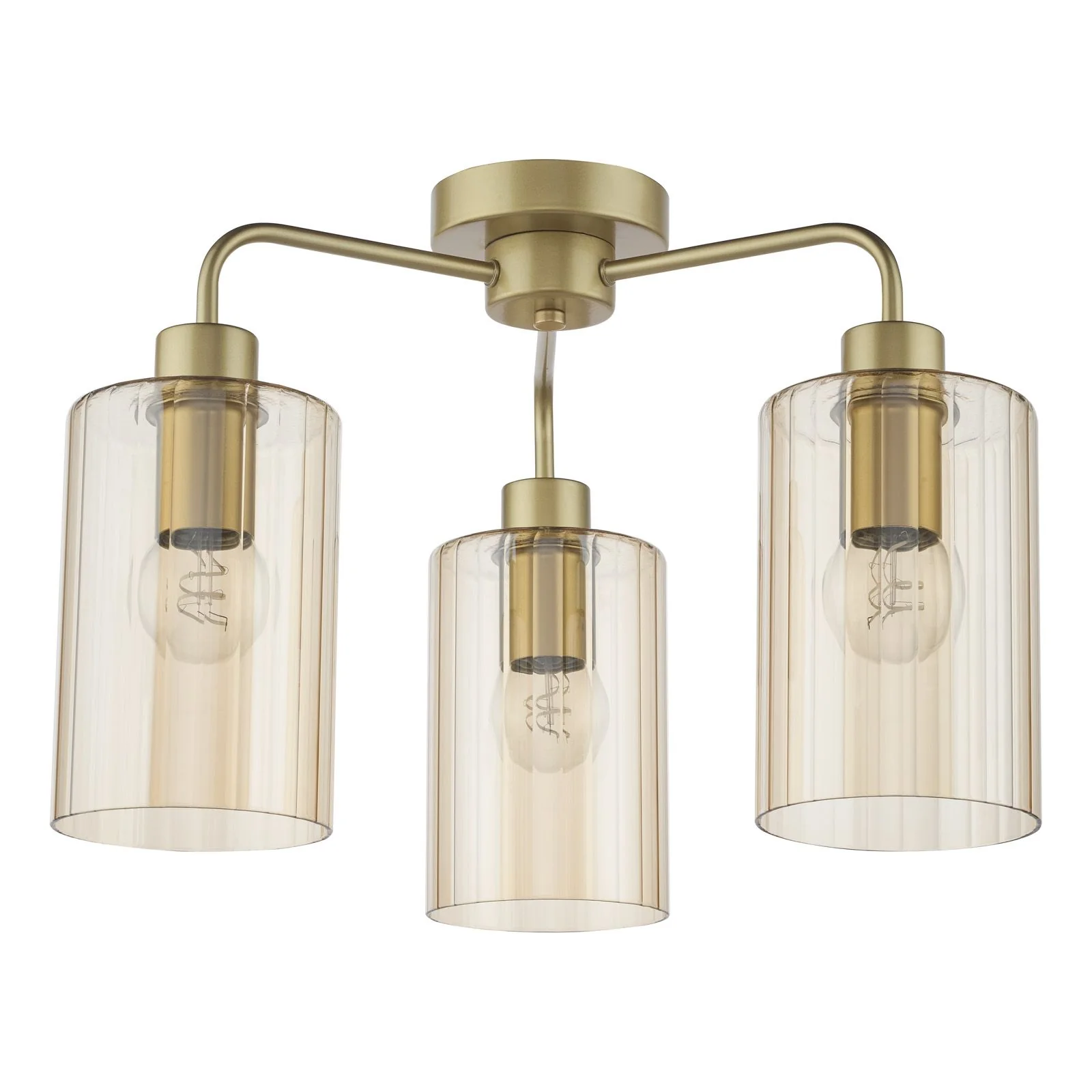Daylin Semi-Flush 3 Light - Satin Black/ Satin Gold w Ribbed Glass - Image 6