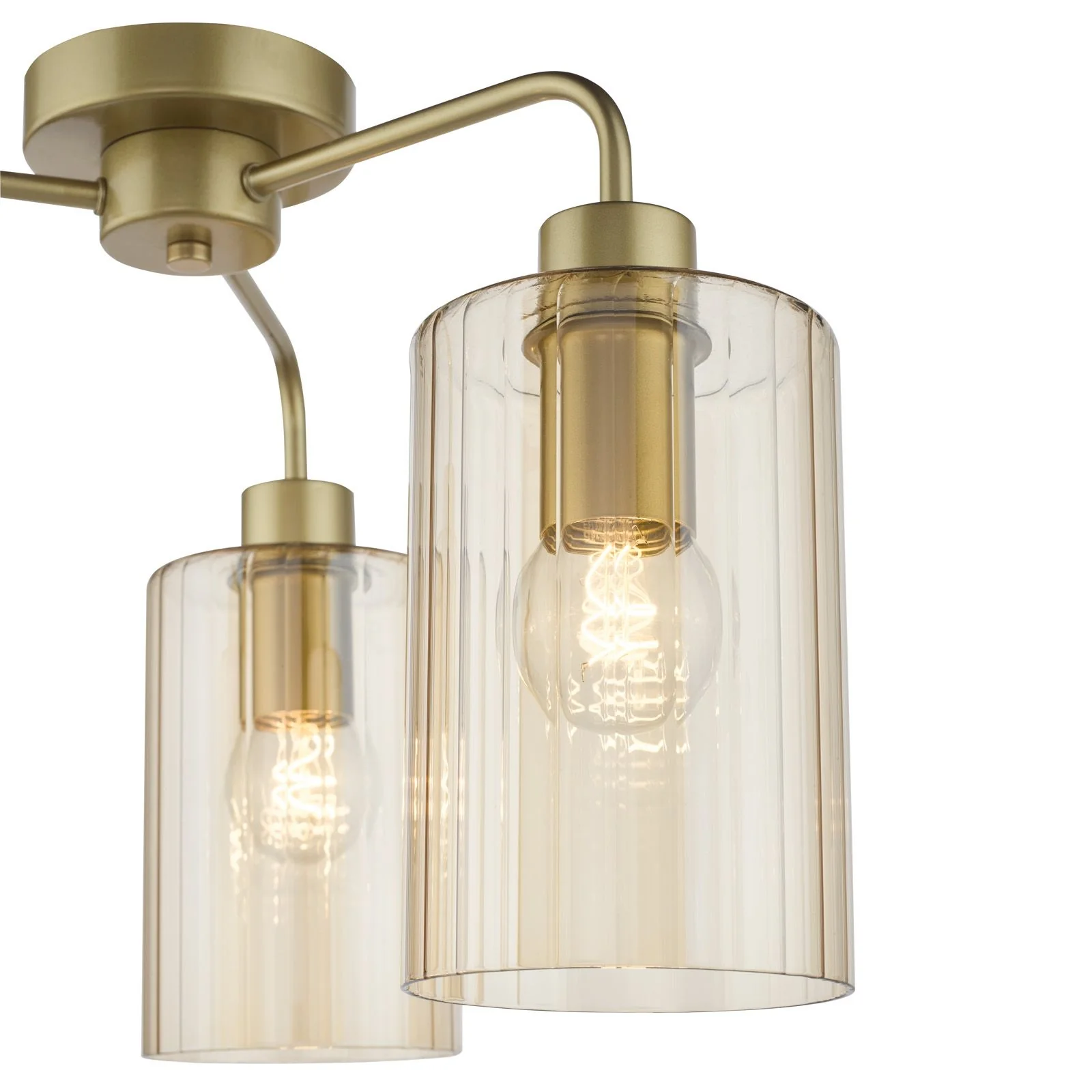 Daylin Semi-Flush 3 Light - Satin Black/ Satin Gold w Ribbed Glass - Image 7