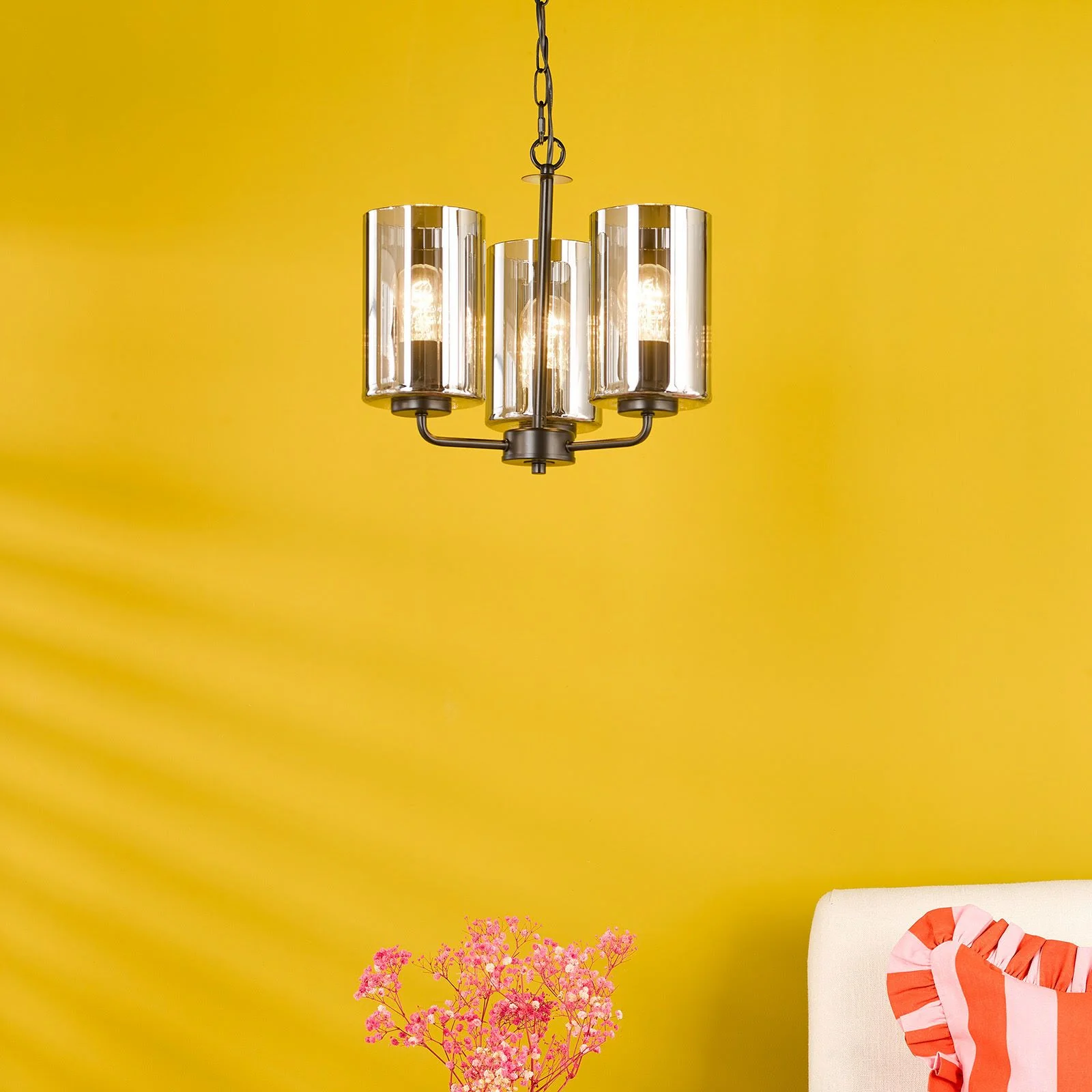 Daylin 3Lt/ 5Lt  Ceiling Light - Satin Black / Satin Gold w Ribbed Glass Finishes - Image 4