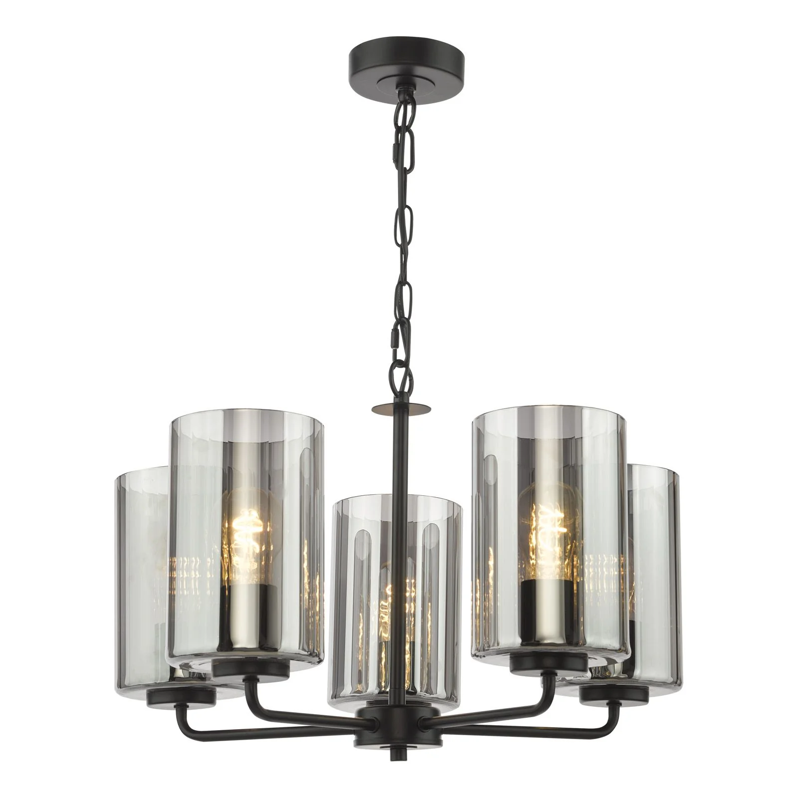 Daylin 3Lt/ 5Lt  Ceiling Light - Satin Black / Satin Gold w Ribbed Glass Finishes - Image 9