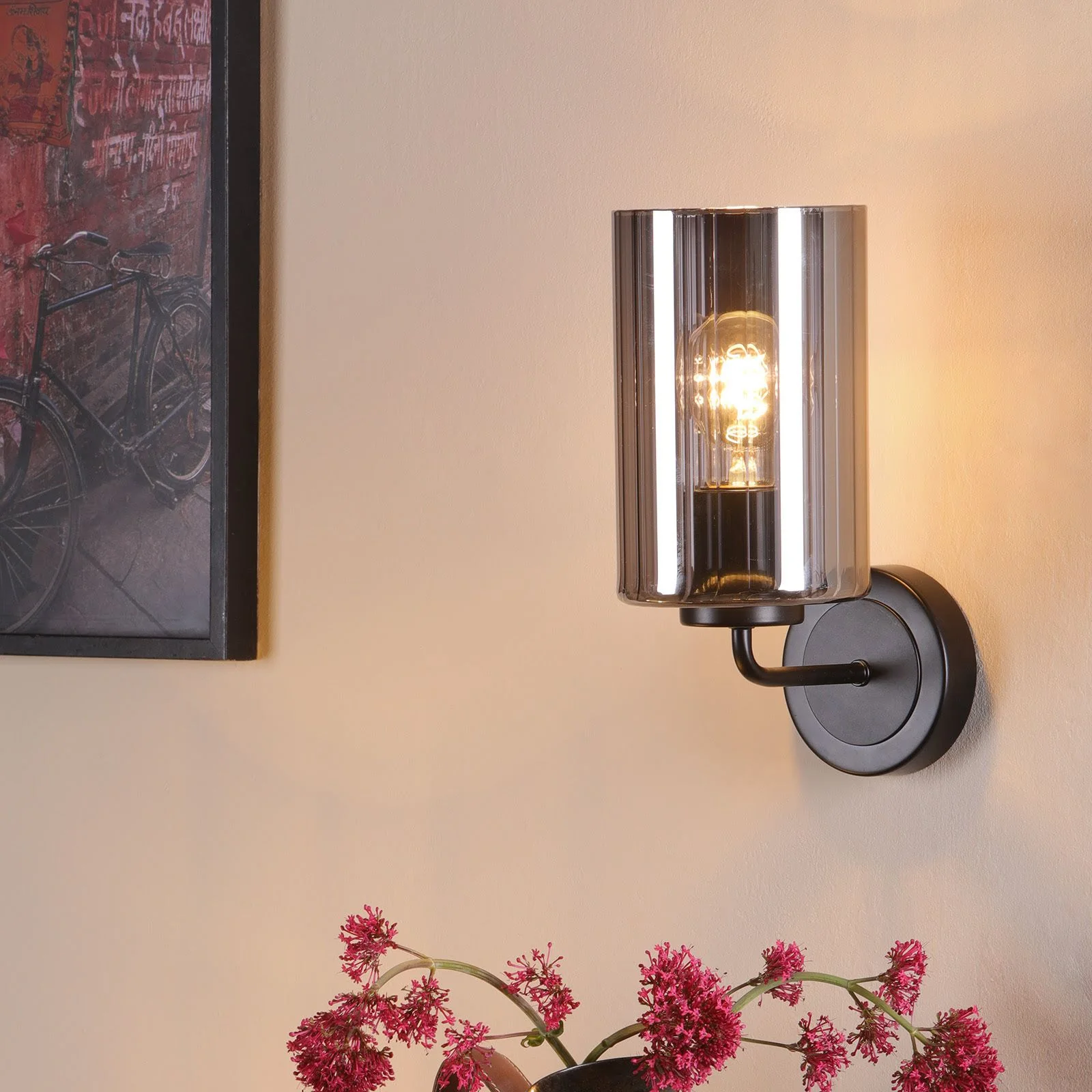 Daylin Wall Light-  Satin Black/ Satin Gold w Ribbed Glass Finishes - Image 4