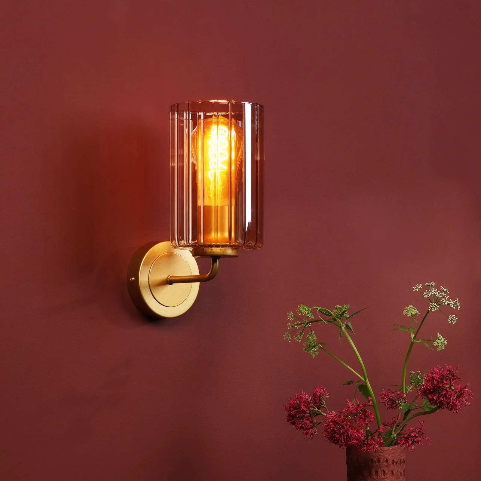 Daylin Wall Light-  Satin Black/ Satin Gold w Ribbed Glass Finishes - Image 8