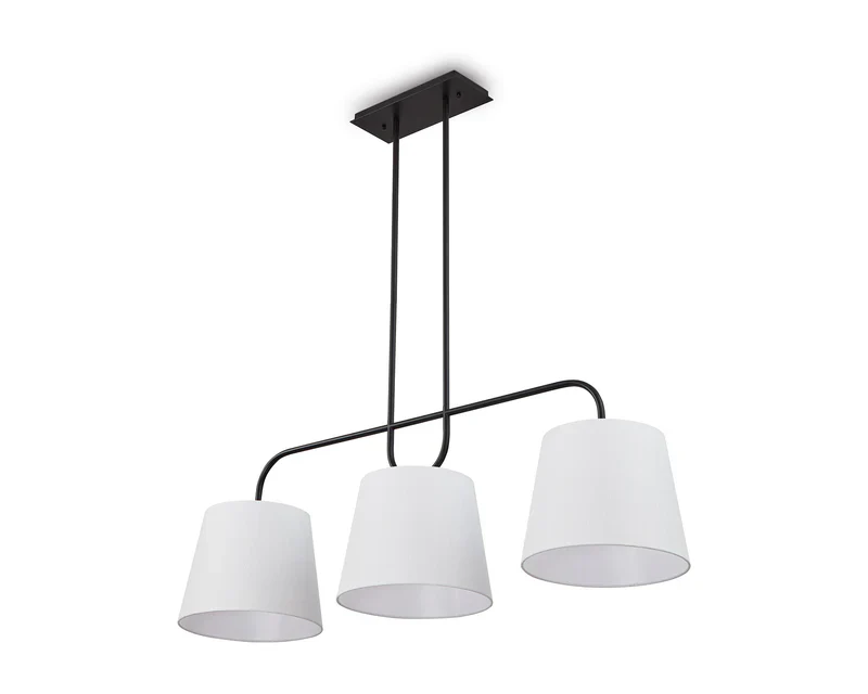 De Voir Pendant Lamp - Black Metal and White Linen - Image 2