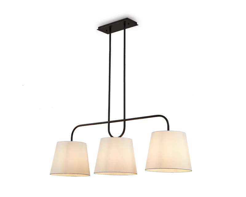 De Voir Pendant Lamp - Black Metal and White Linen - Image 3