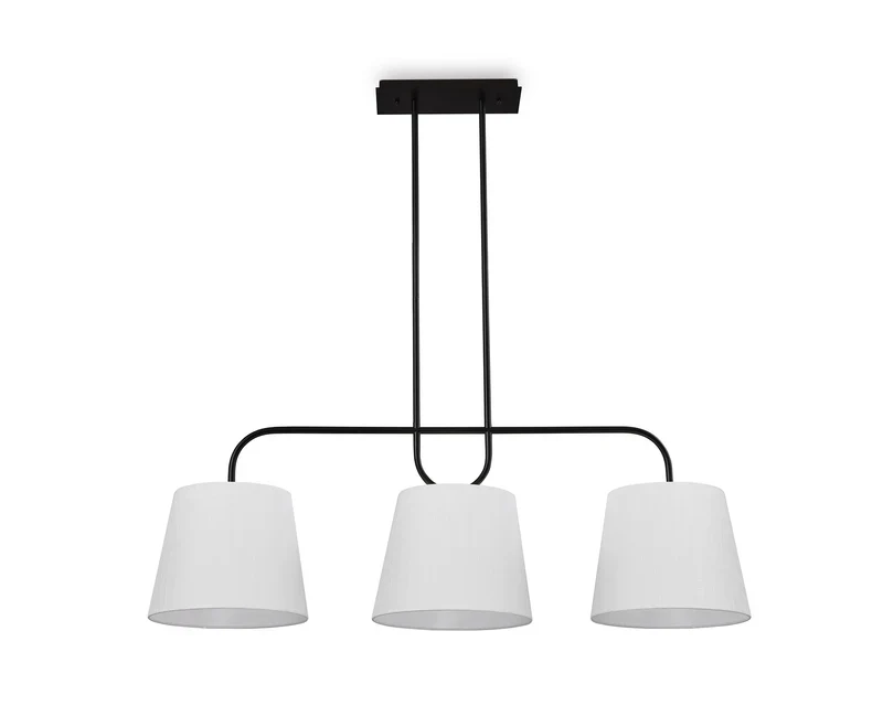 De Voir Pendant Lamp - Black Metal and White Linen - Image 4