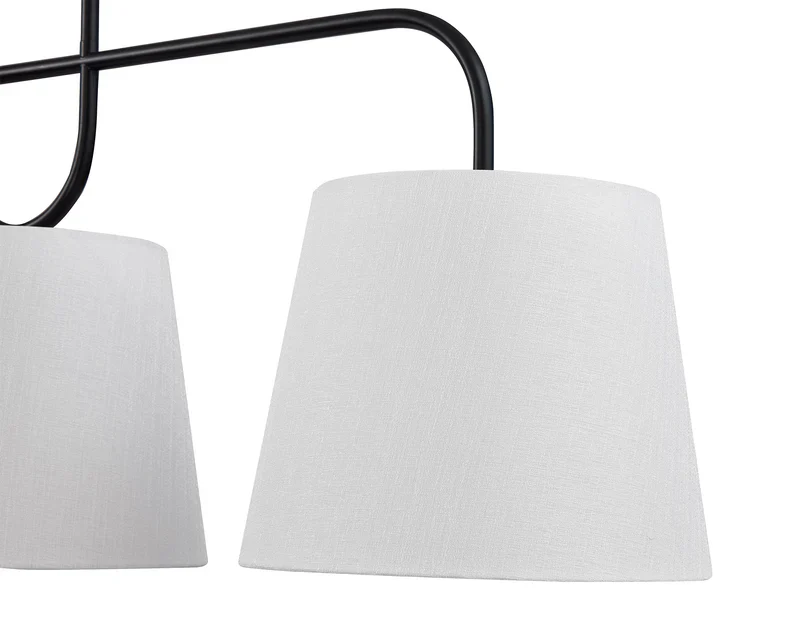 De Voir Pendant Lamp - Black Metal and White Linen - Image 5