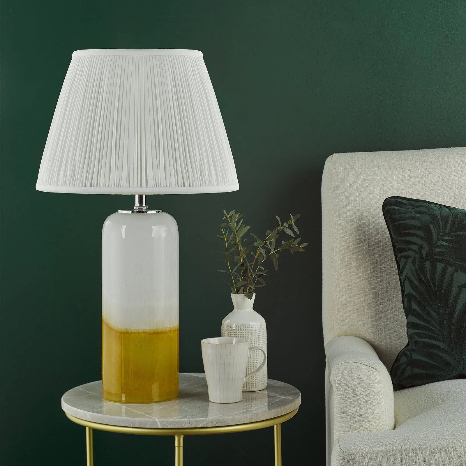 Deandra Table Lamp Yellow and White Art Glass Base Only - Image 3