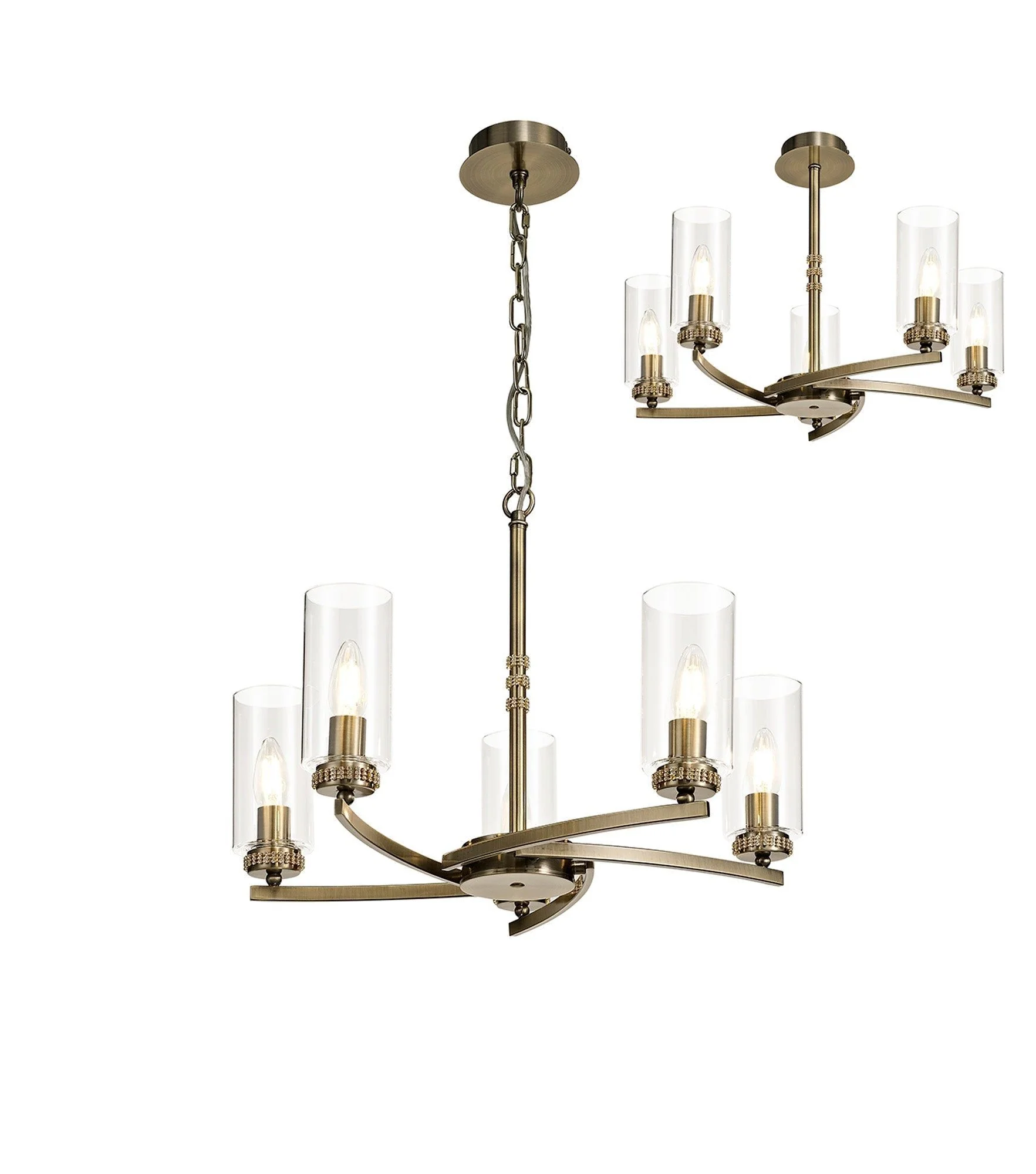 Deck Centre/Semi Flush Light, 3/5/6/7Lt - Antique Brass/Polished Nickel/Polished Gold Finish - Image 11