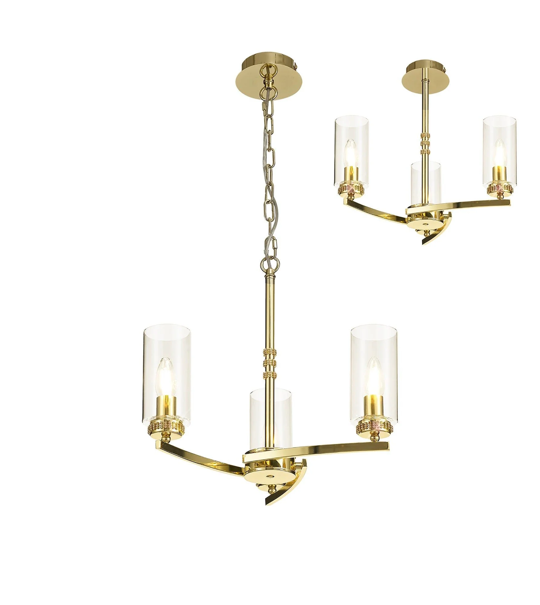 Deck Centre/Semi Flush Light, 3/5/6/7Lt - Antique Brass/Polished Nickel/Polished Gold Finish - Image 2
