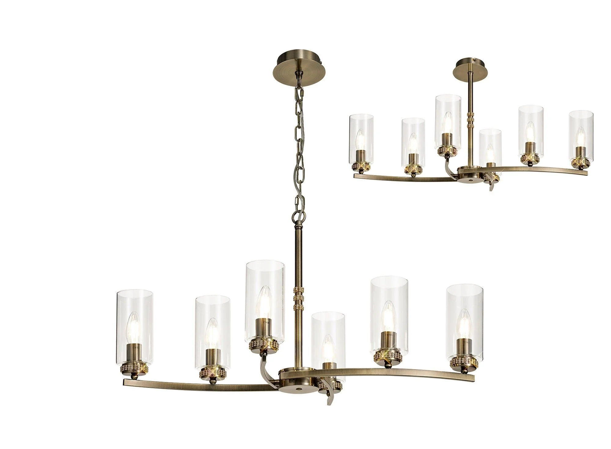 Deck Centre/Semi Flush Light, 3/5/6/7Lt - Antique Brass/Polished Nickel/Polished Gold Finish - Image 21