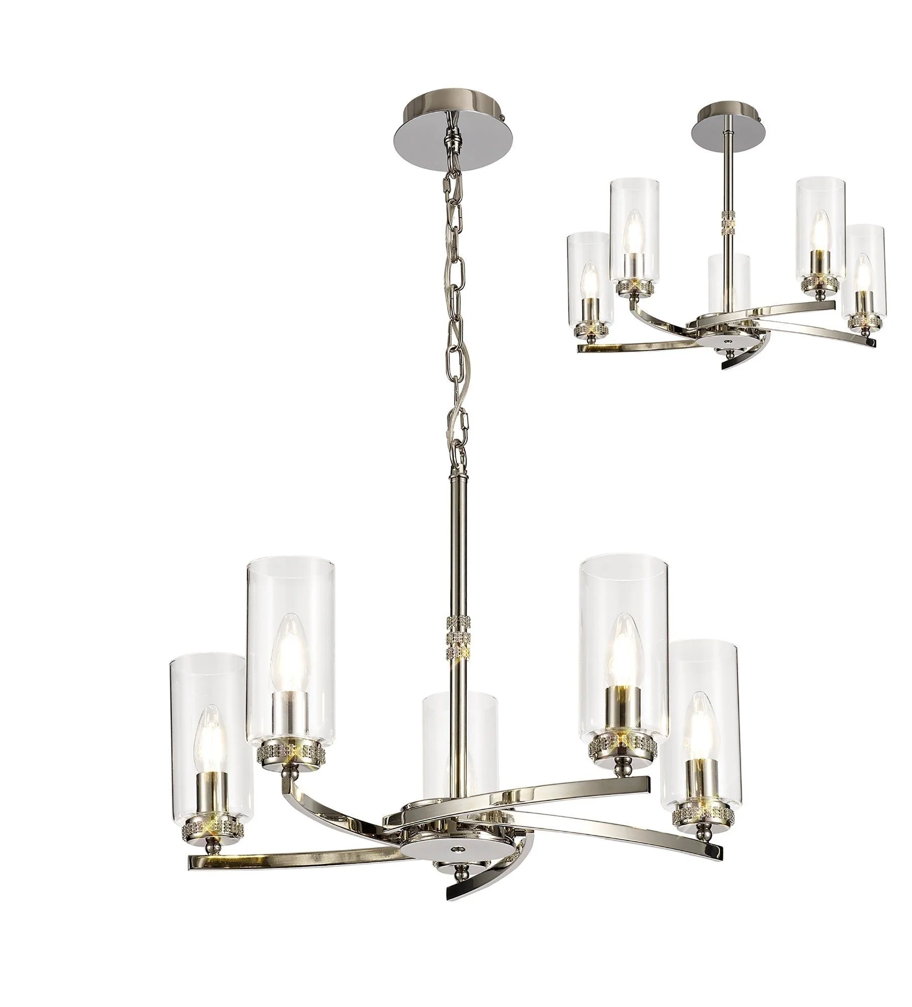 Deck Centre/Semi Flush Light, 3/5/6/7Lt - Antique Brass/Polished Nickel/Polished Gold Finish - Image 8
