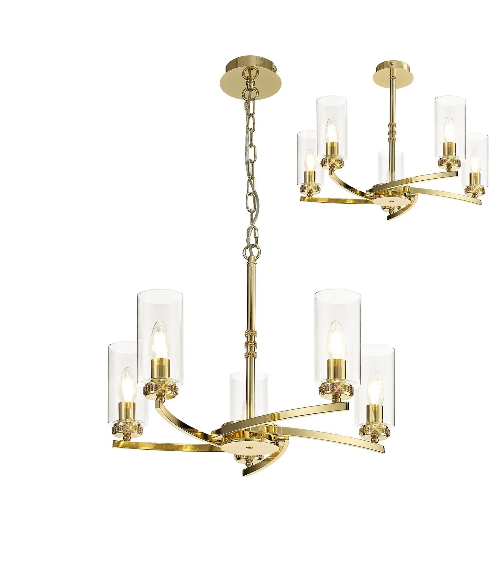 Deck Centre/Semi Flush Light, 3/5/6/7Lt - Antique Brass/Polished Nickel/Polished Gold Finish - Image 9