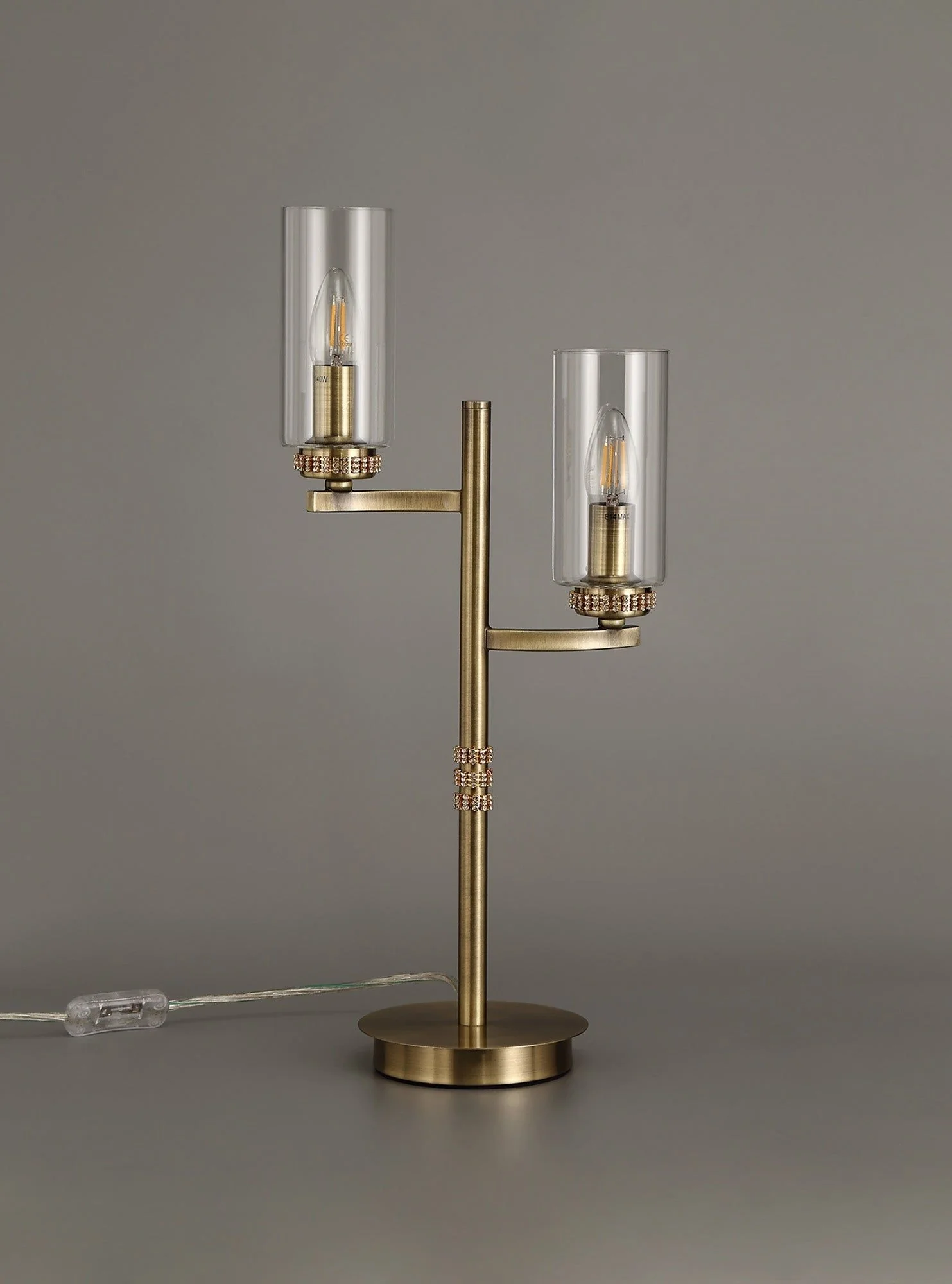 Deck Table Lamp, 2 x E14, Antique Brass, Polished Gold, Polished Nickel - Image 4